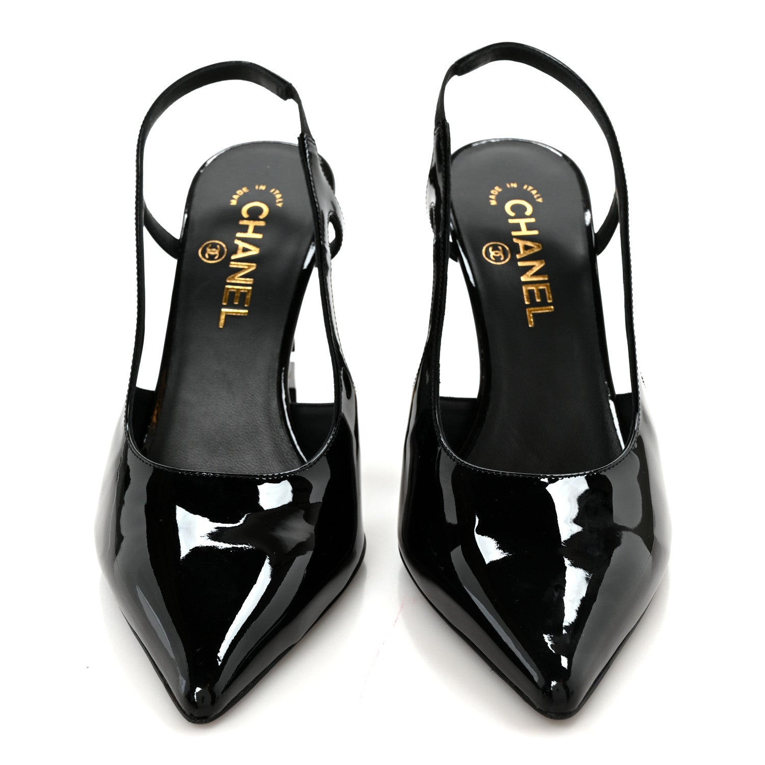 Chanel Patent Calfskin Slingback CC Cutout Pumps 38 Black 3 of 10