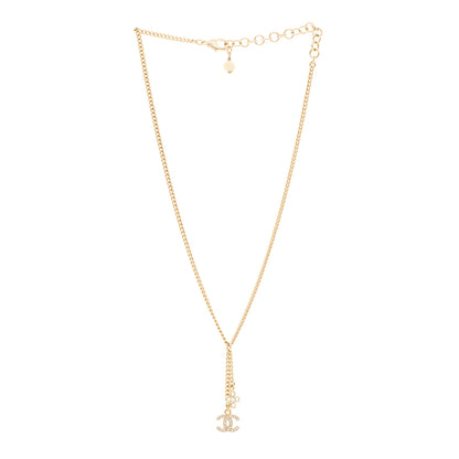 Chanel Crystal Flower CC Lariat Necklace Gold 3 of 6