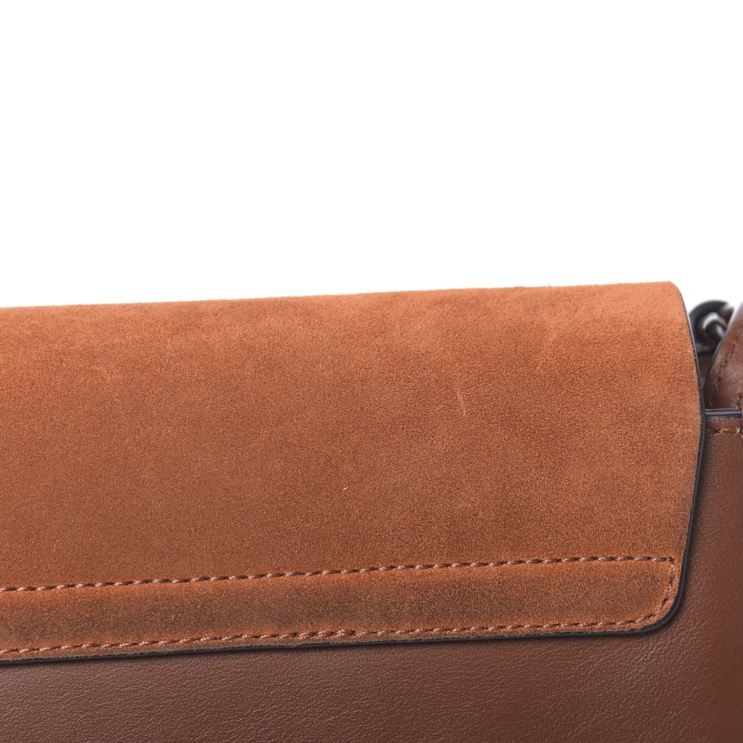 Suede Calfskin Small Faye Shoulder Bag Tobacco