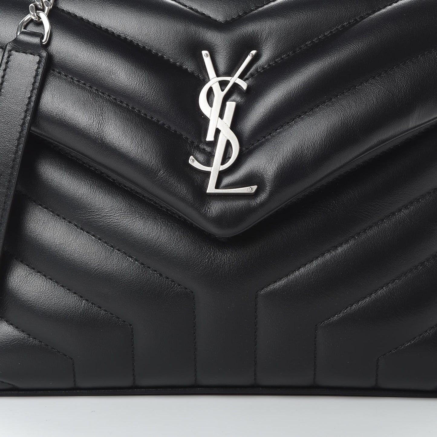 Calfskin Y Quilted Monogram Small Loulou Chain Satchel Black