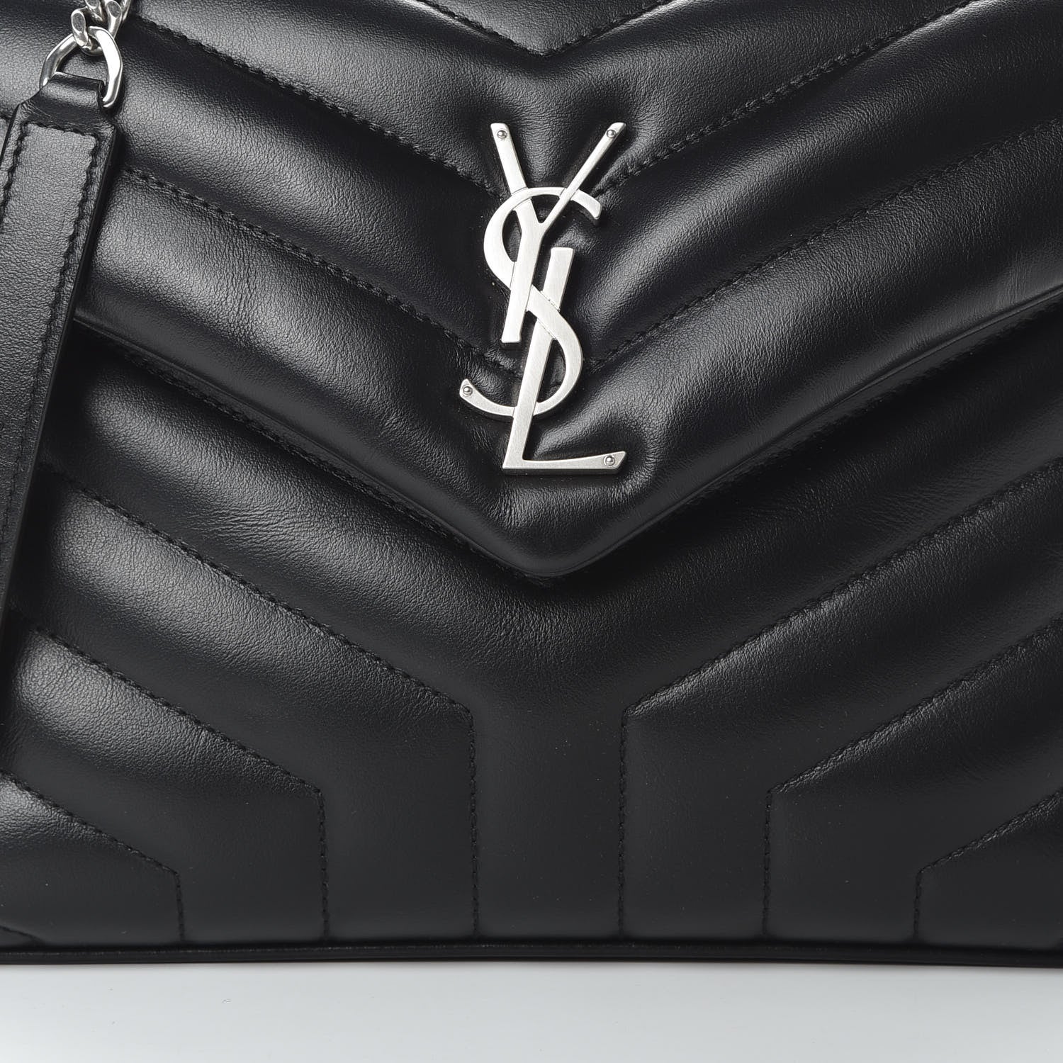 Saint Laurent Calfskin Y Quilted Monogram Small Loulou Chain Satchel Black 9 of 12