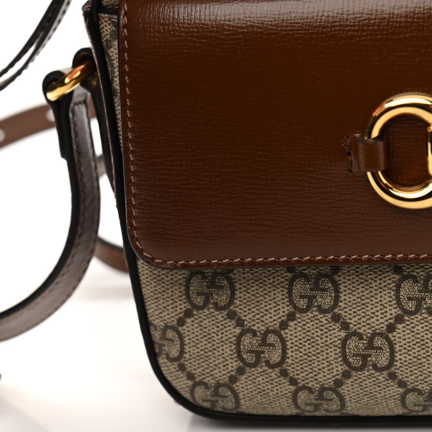 Gucci GG Supreme Monogram Small Horsebit 1955 Shoulder Bag Beige Brown Sugar 13 of 14