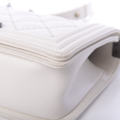 Chanel Calfskin Double Stitch Medium Boy Flap White 13 of 17