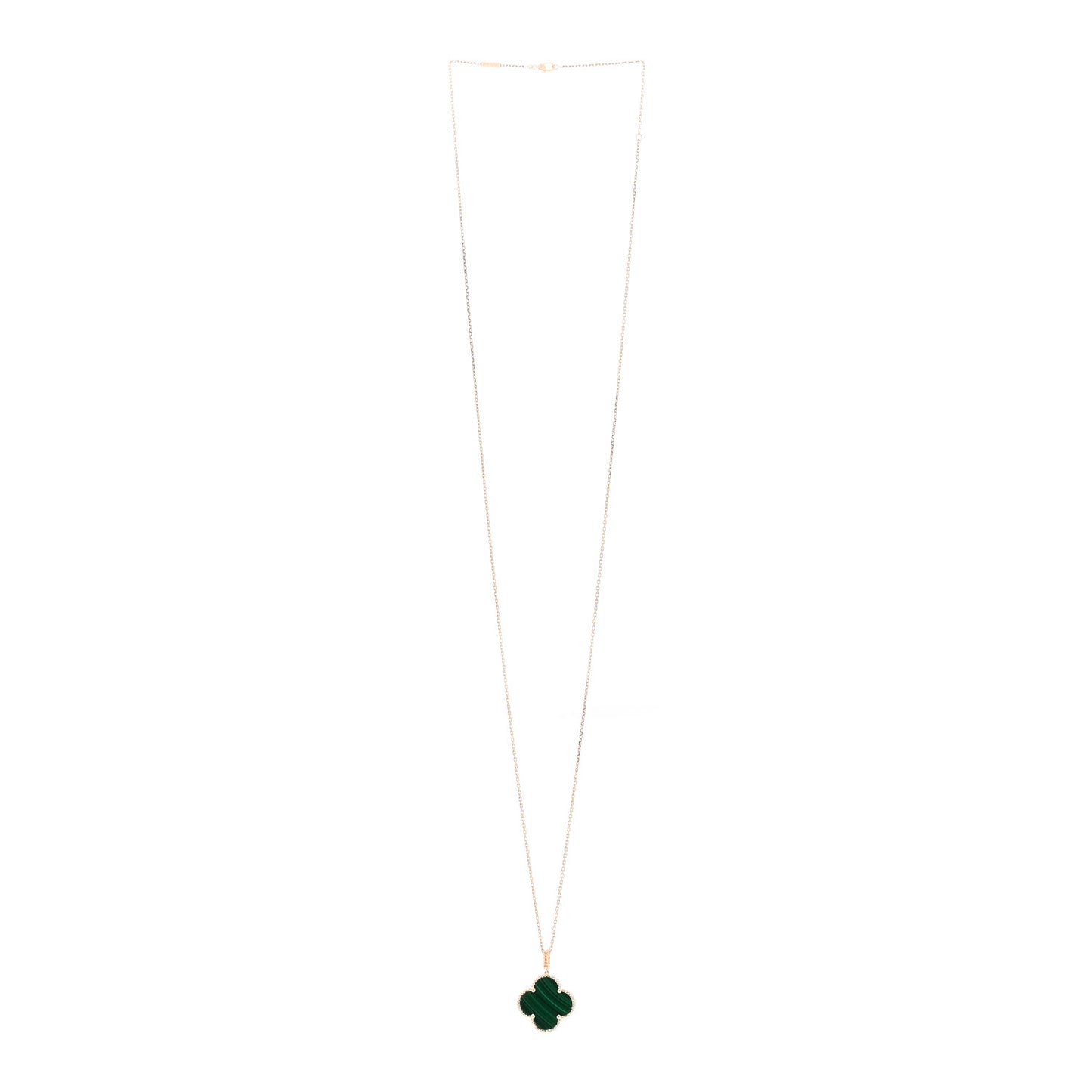 18K Yellow Gold Malachite Magic Alhambra Pendant Necklace