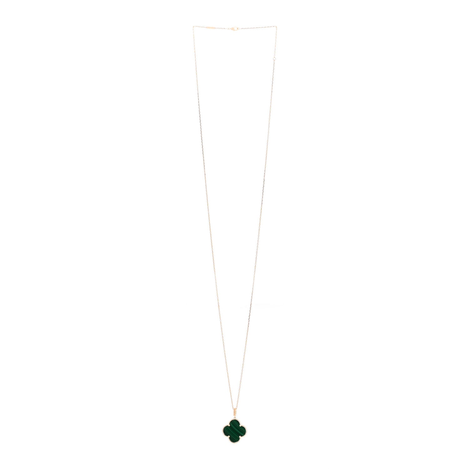 Van Cleef & Arpels 18K Yellow Gold Malachite Magic Alhambra Pendant Necklace 3 of 5