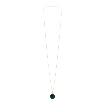 Van Cleef & Arpels 18K Yellow Gold Malachite Magic Alhambra Pendant Necklace 3 of 5