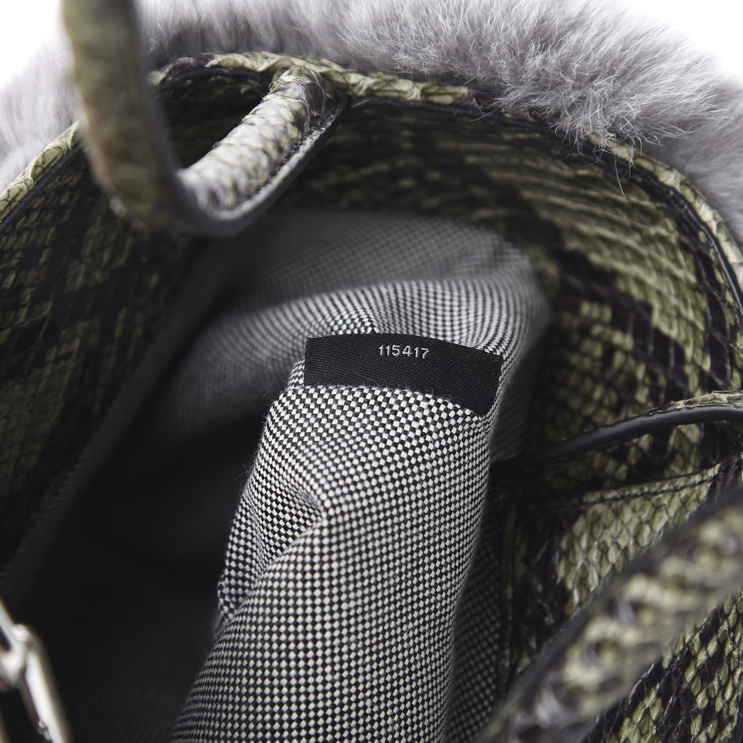 Rabbit Fur Snakeskin Mini Roxy Bucket Grey