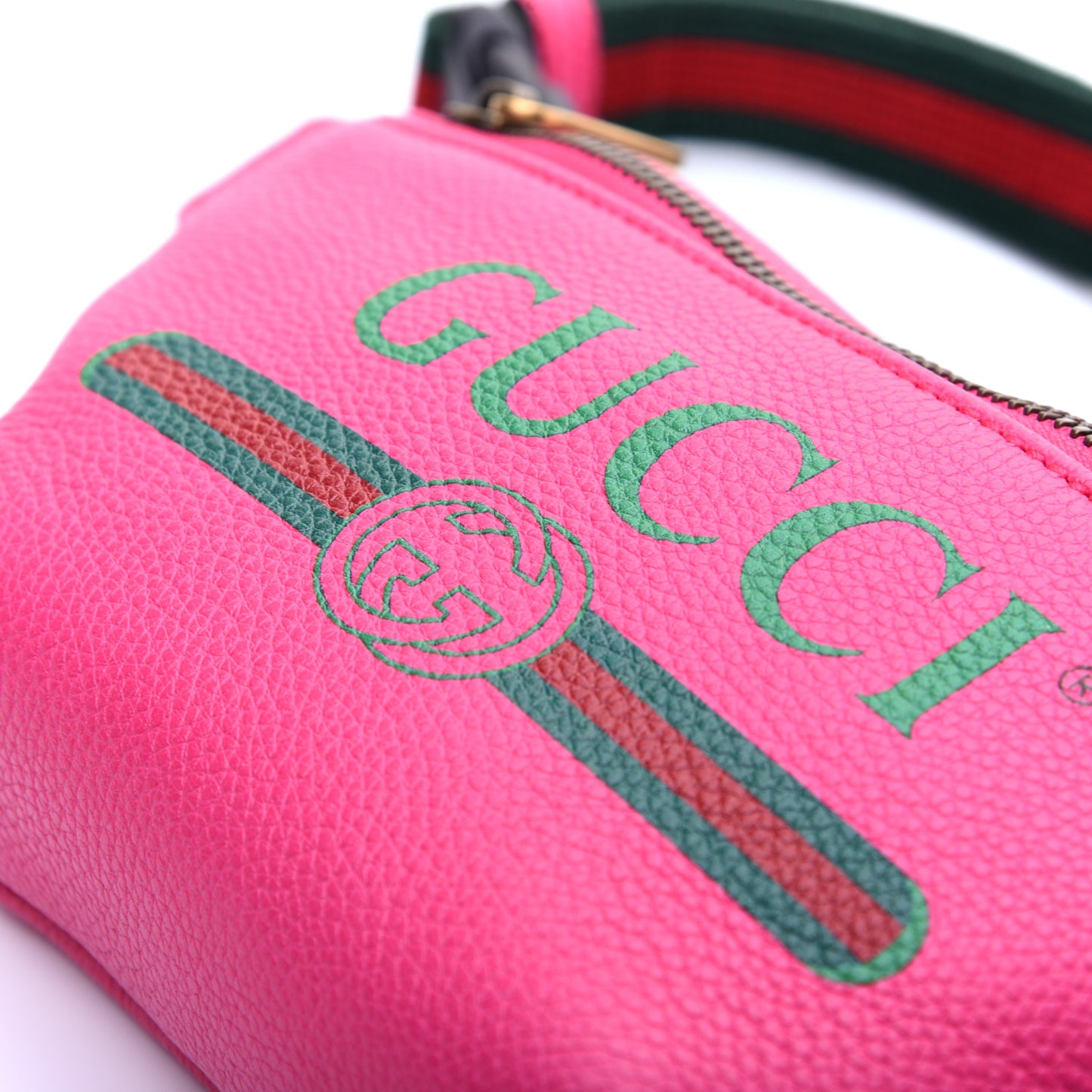 Grained Calfskin Small Logo Belt Bag Box Pink Green