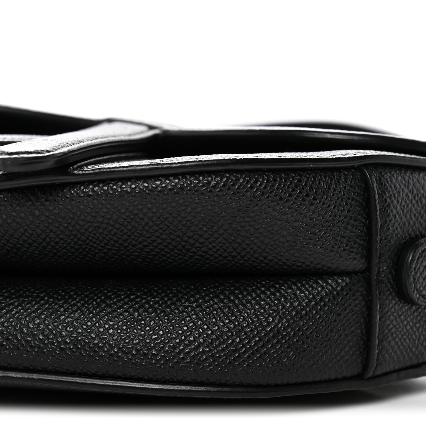 Grained Calfskin Mini Saddle Bag With Strap Black