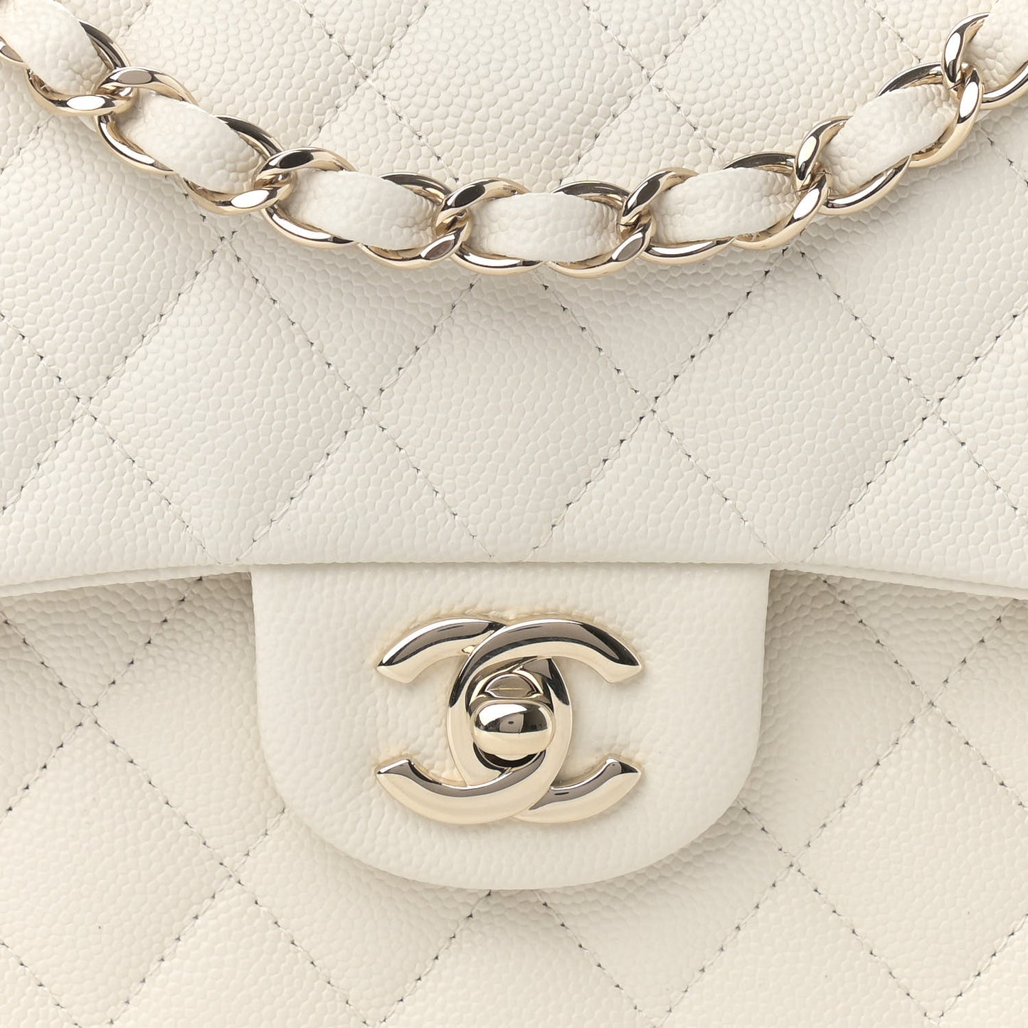 Caviar Quilted Small Double Flap White