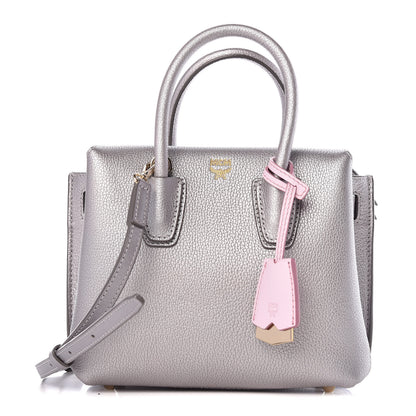 MCM Metallic Grained Calfskin Mini Milla Tote Spike Silver 1 of 9