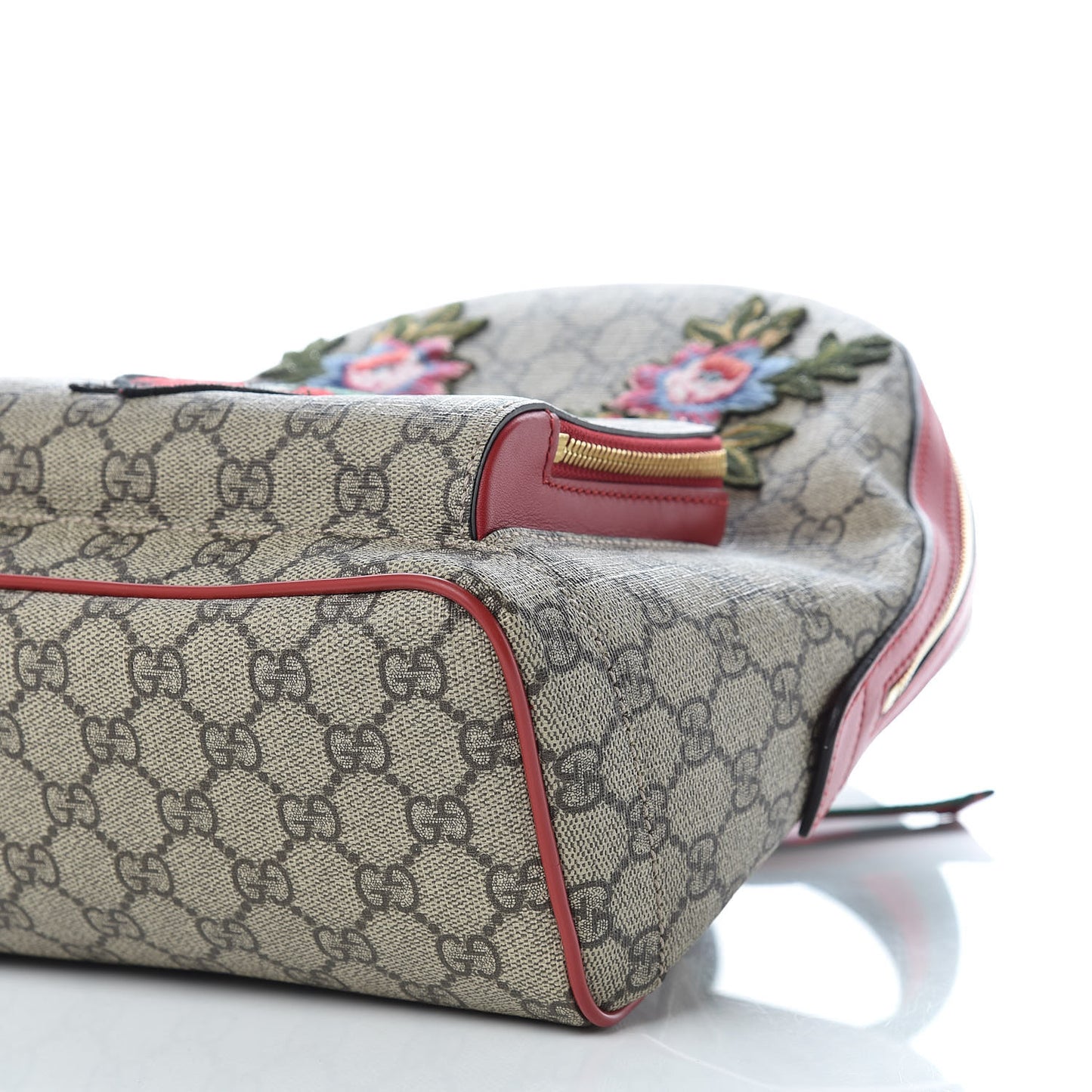 GG Supreme Monogram Web Kingsnake Heart Embroidered Small Day Backpack Red