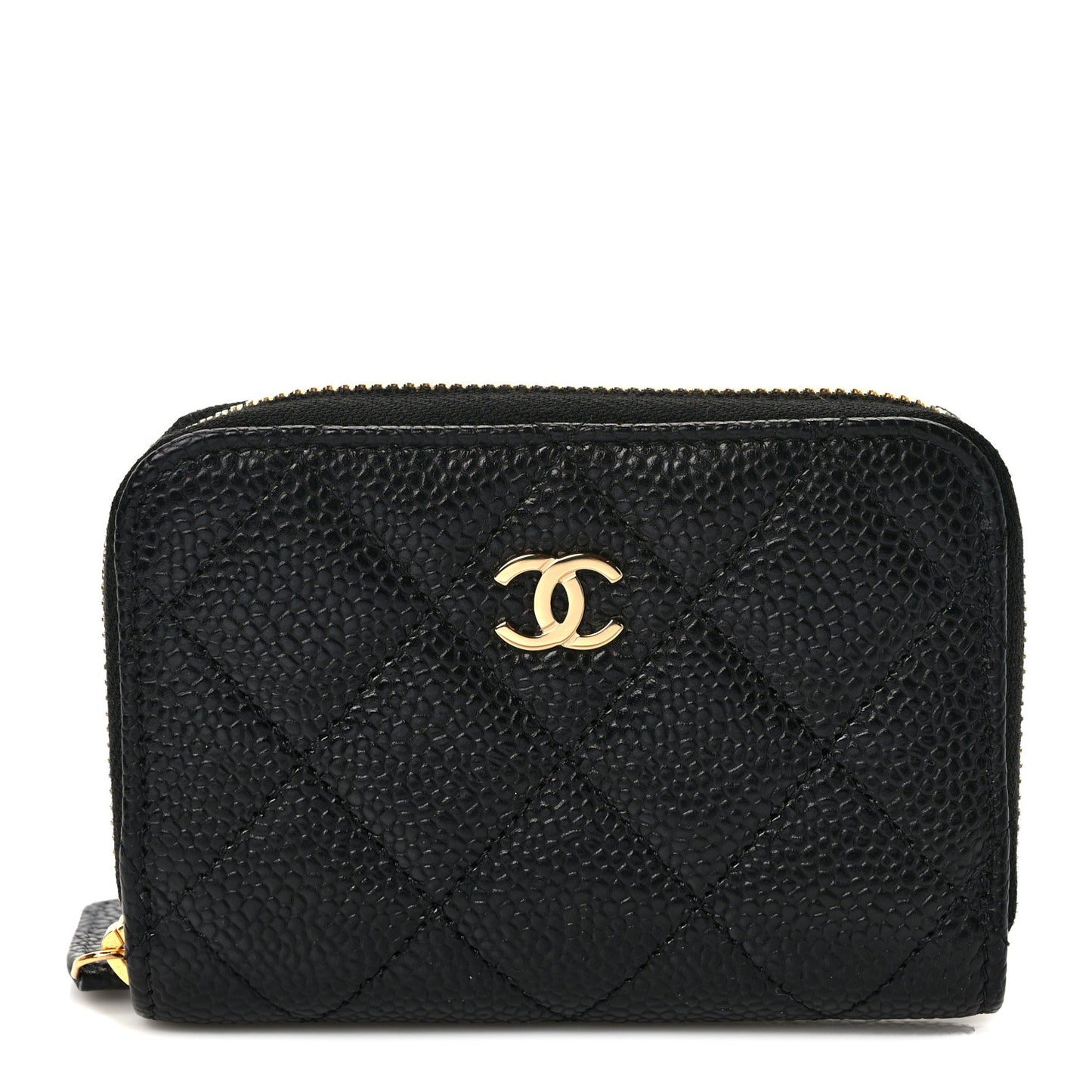Caviar Quilted Zip Coin Purse Black