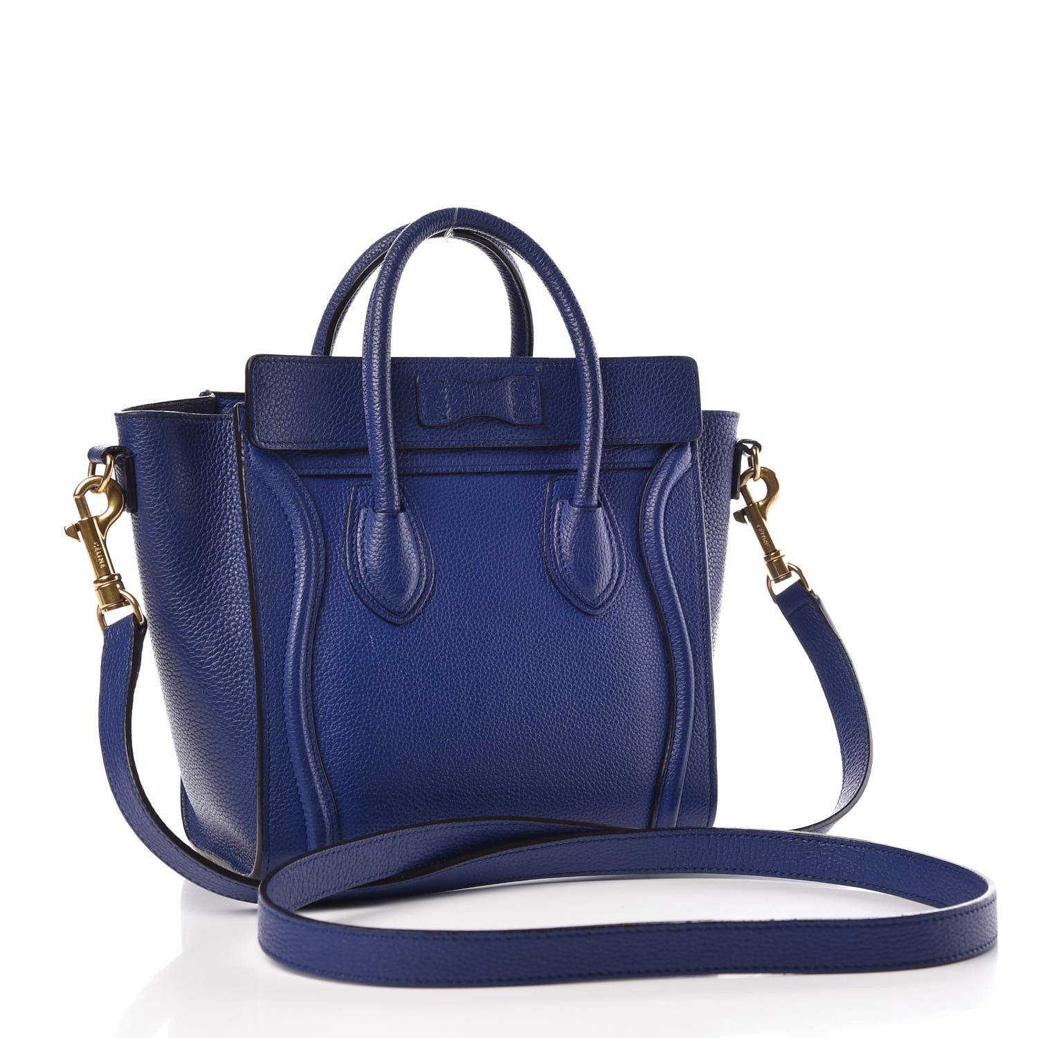 Celine Drummed Calfskin Nano Luggage Indigo 3 of 19