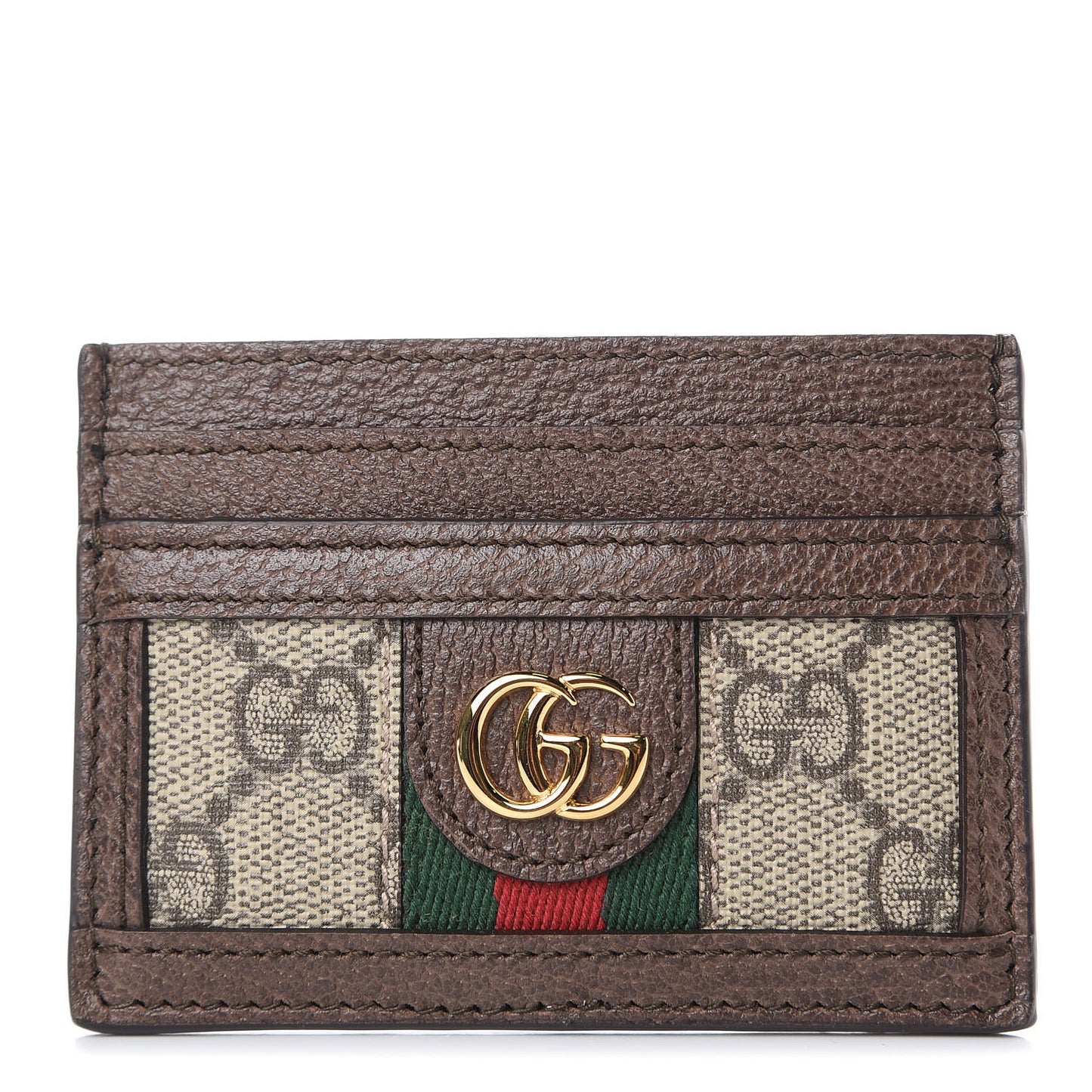 GG Supreme Monogram Ophidia Card Holder Brown