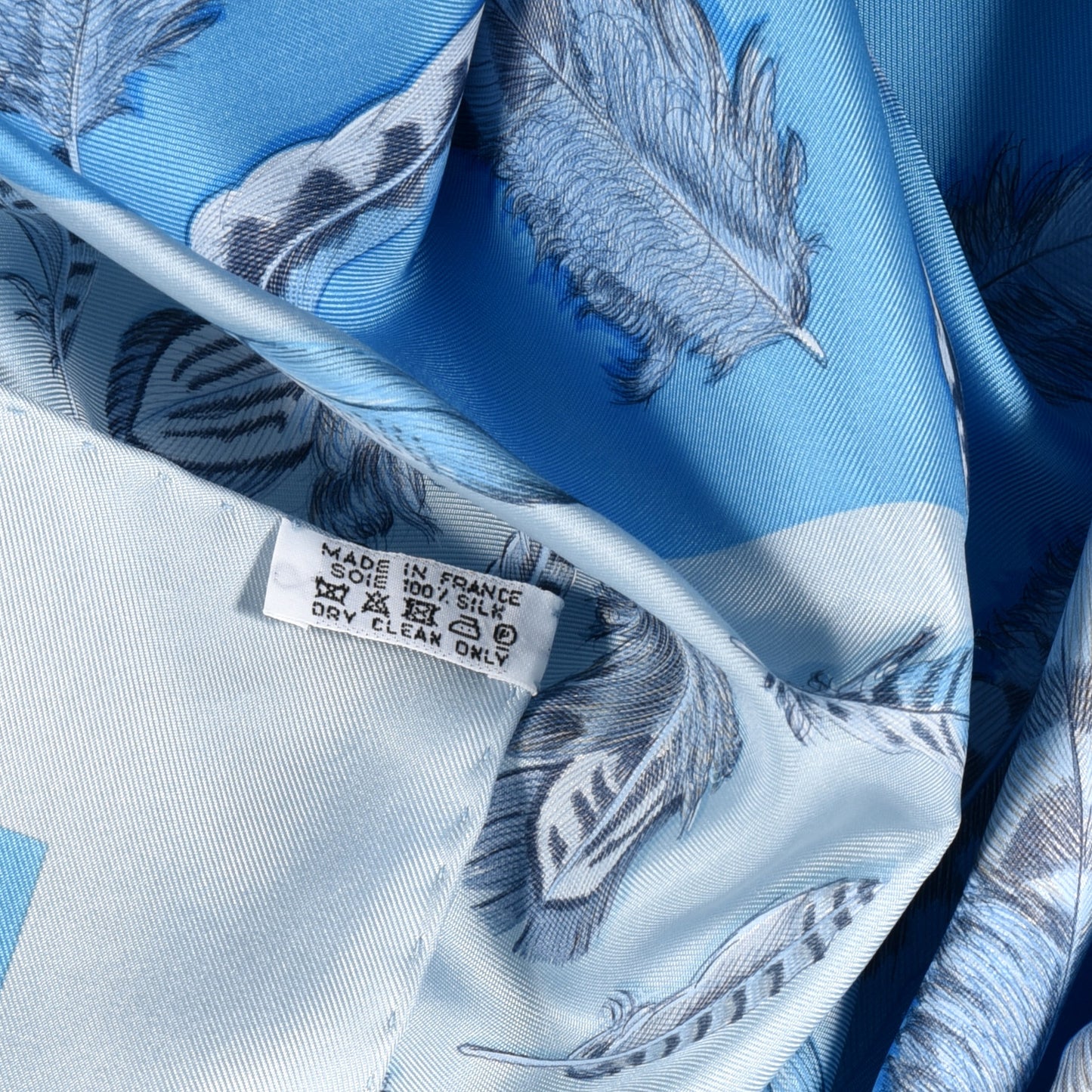 Silk Plumes II Scarf 90 Bleu Glacier Azur Ardoise