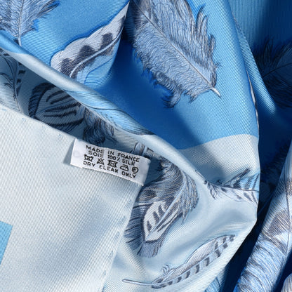 Hermes Silk Plumes II Scarf 90 Bleu Glacier Azur Ardoise 5 of 5