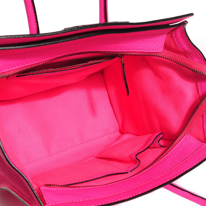 Celine Drummed Calfskin Micro Luggage Fluo Pink 5 of 8
