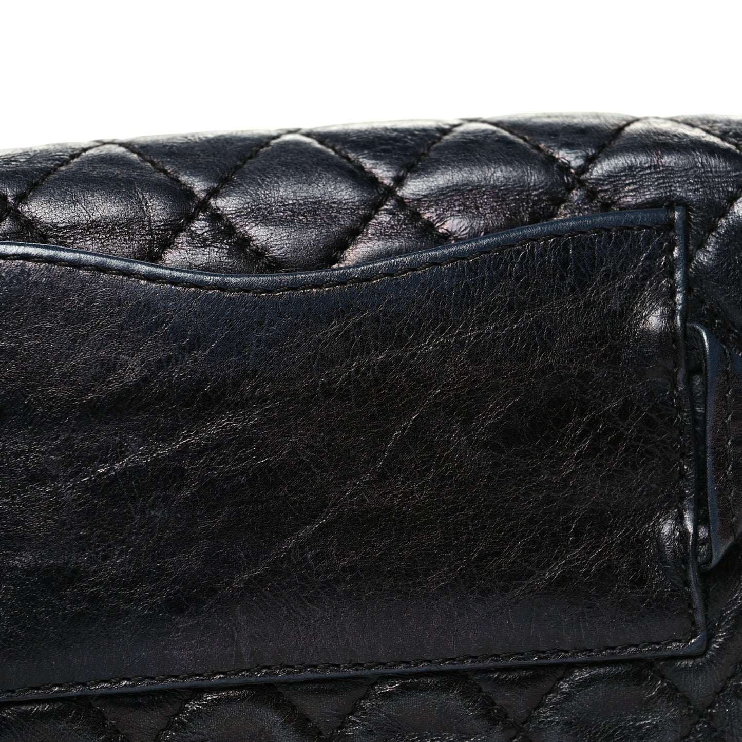 Glazed Aged Calfskin Quilted 2.55 Reissue Flap Belt Bag Clutch Black