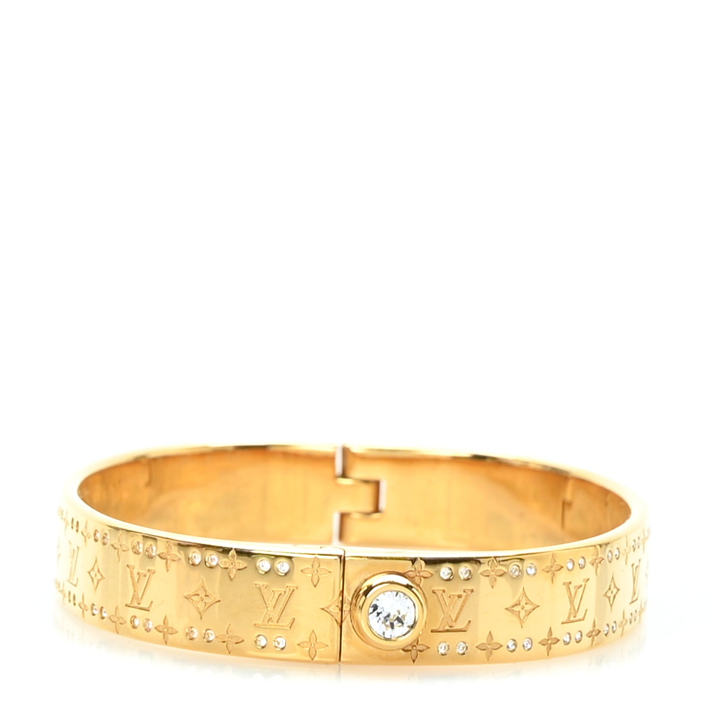 Brass Crystal Monogram Nanogram Strass Cuff M Gold