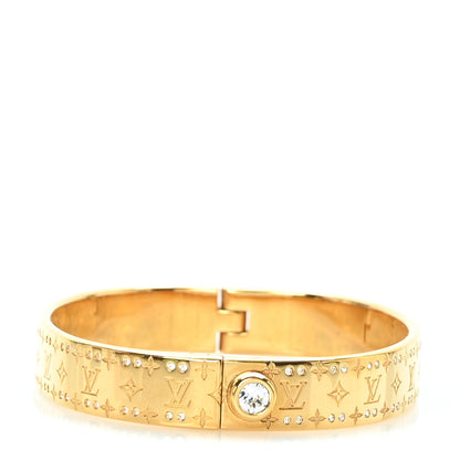 Louis Vuitton Brass Crystal Monogram Nanogram Strass Cuff M Gold 1 of 5
