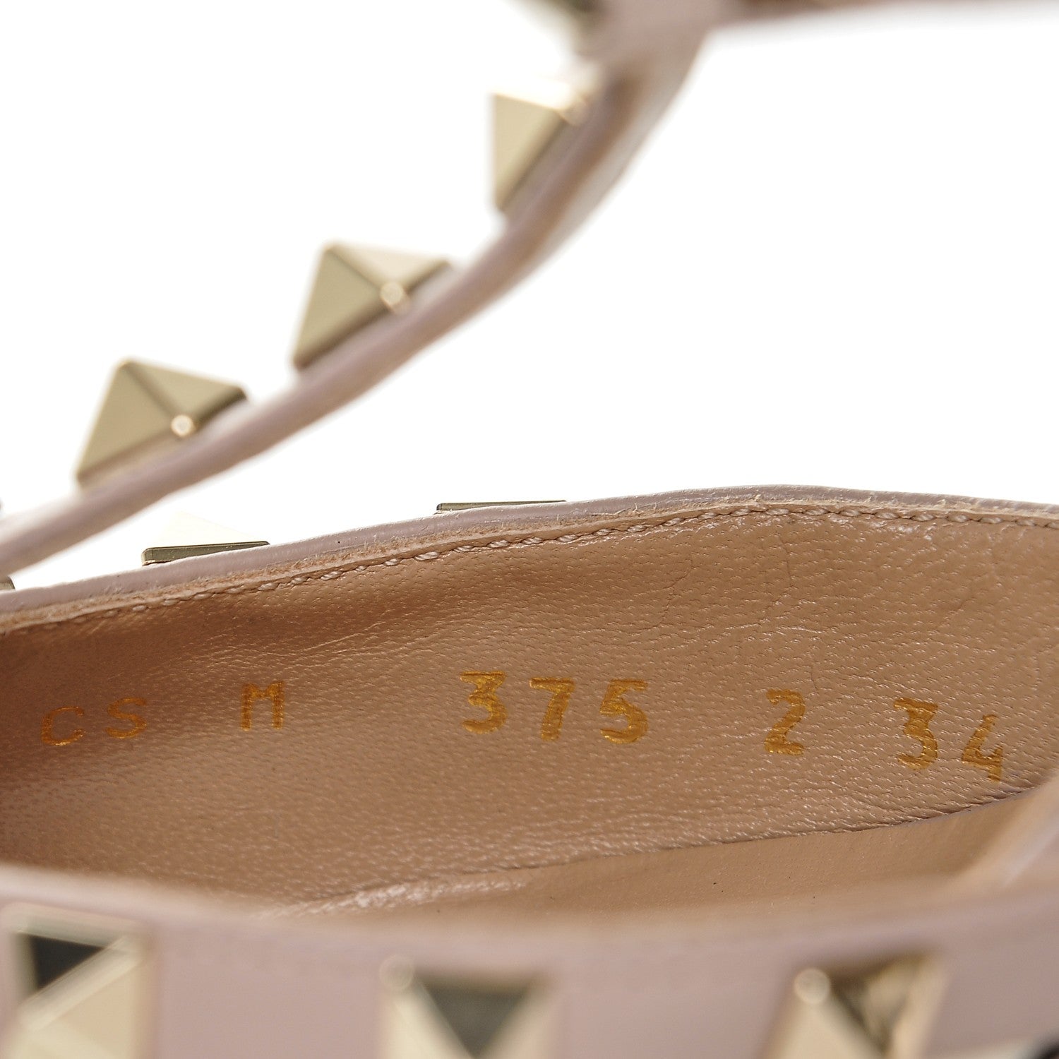 Valentino Garavani Patent Rockstud Ankle Strap Low Heel Pumps 34 Ivory Poudre 8 of 8
