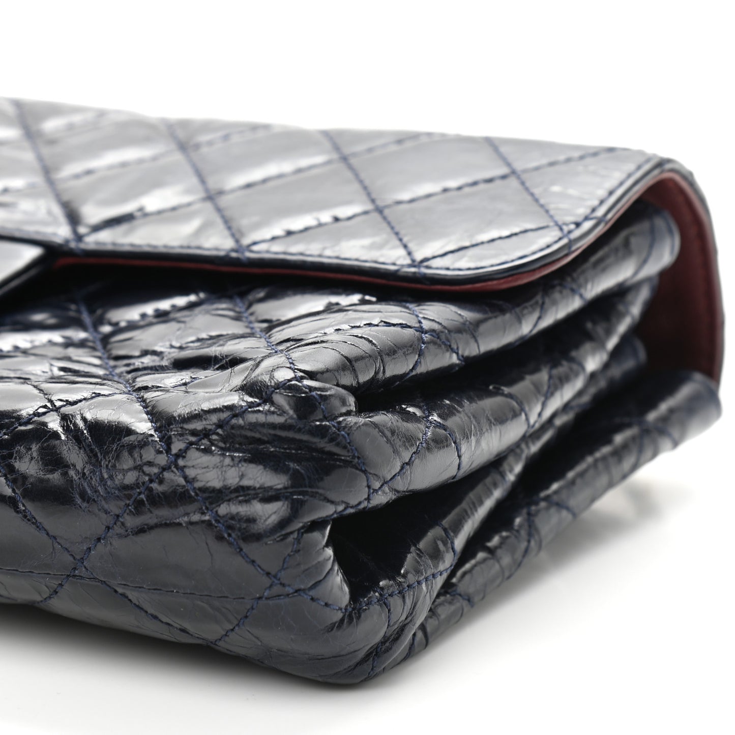 Glazed Crinkled Calfskin Flap Blue