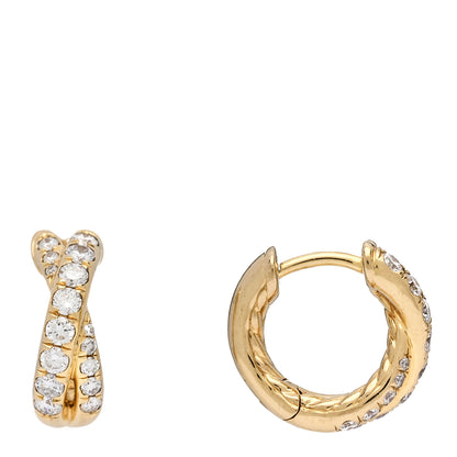 David Yurman 18K Yellow Gold Diamond Crossover Pave Hoop Earrings 1 of 4