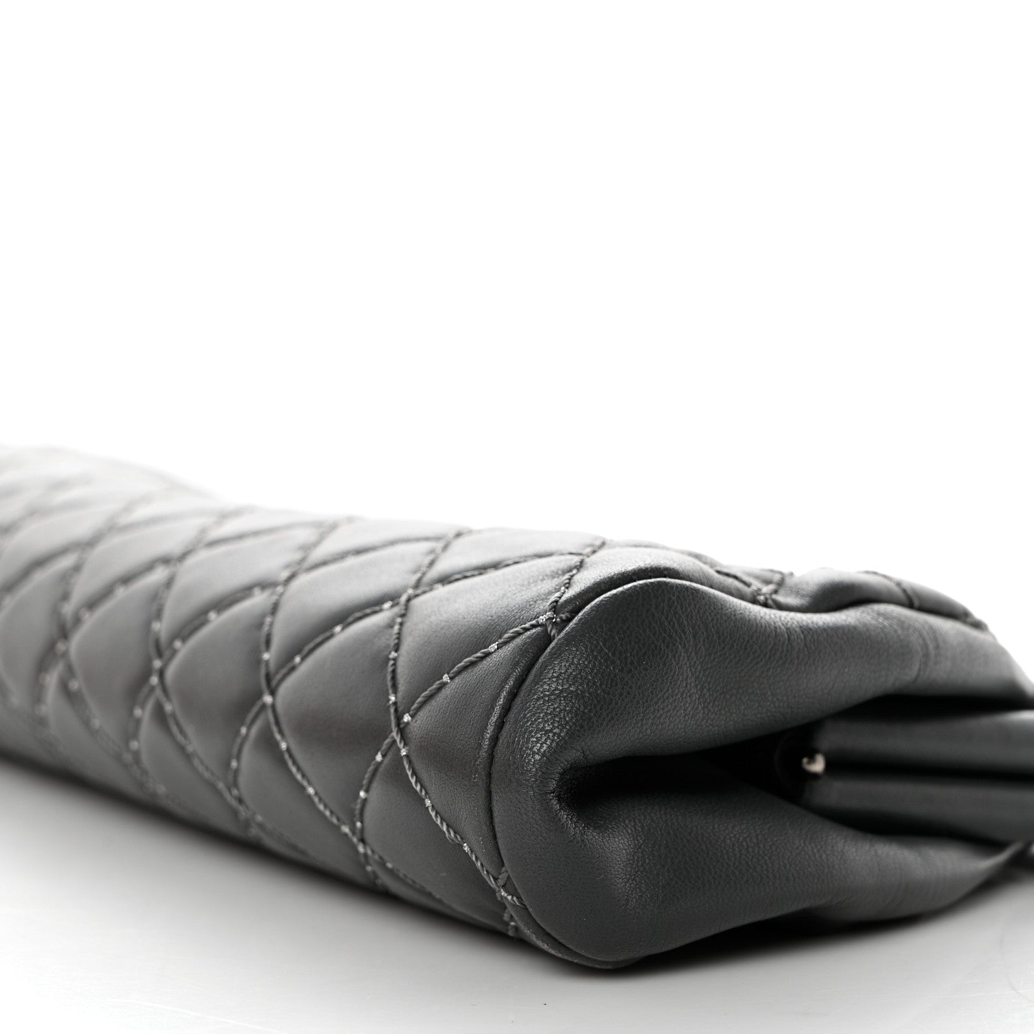 Chanel Lambskin Stitched Timeless Clutch Grey 9 of 9