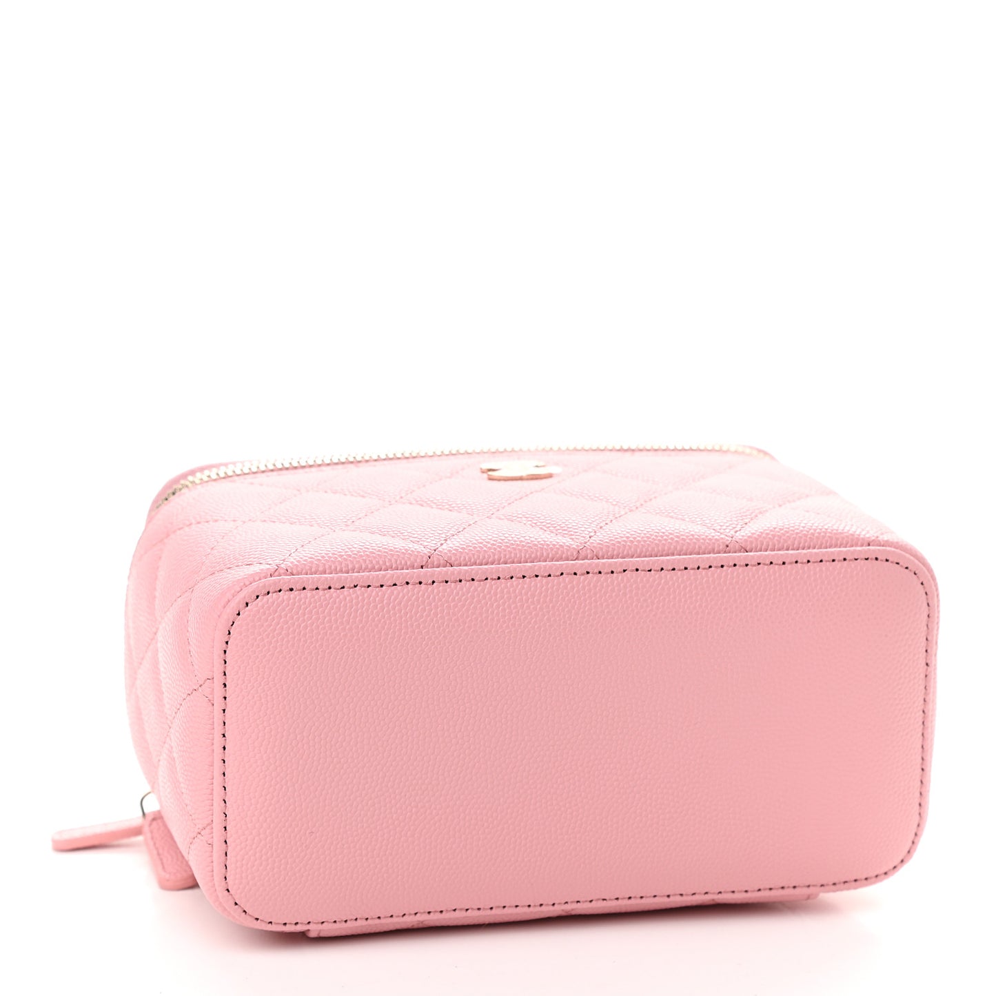 Caviar Quilted Small Vanity Case With Chain Pink