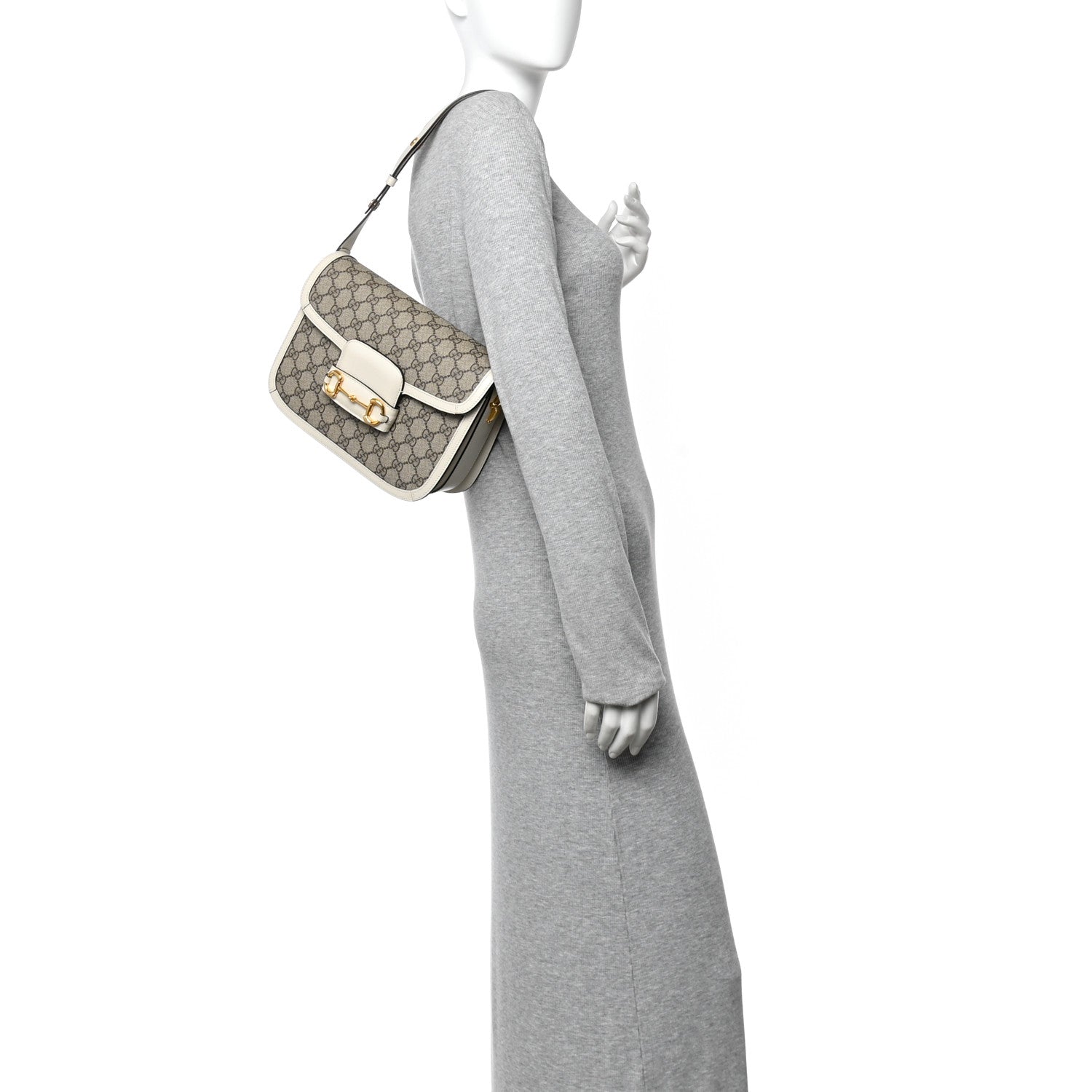 Gucci GG Supreme Monogram Horsebit 1955 Shoulder Bag Beige Mystic White 2 of 11