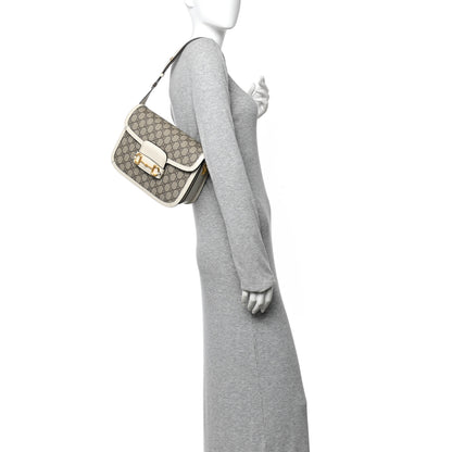 Gucci GG Supreme Monogram Horsebit 1955 Shoulder Bag Beige Mystic White 2 of 11