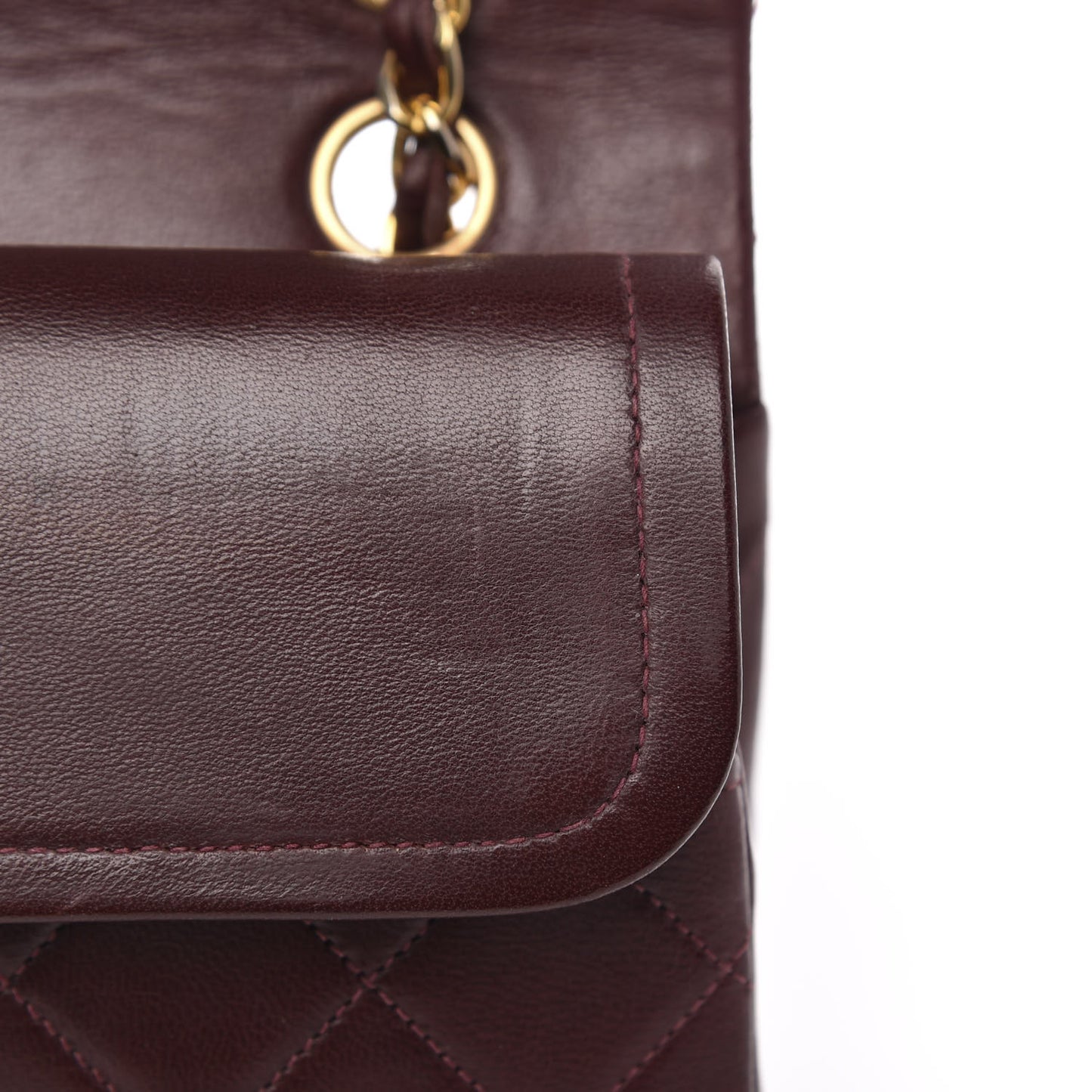 Lambskin Quilted Medium Double Flap Burgundy