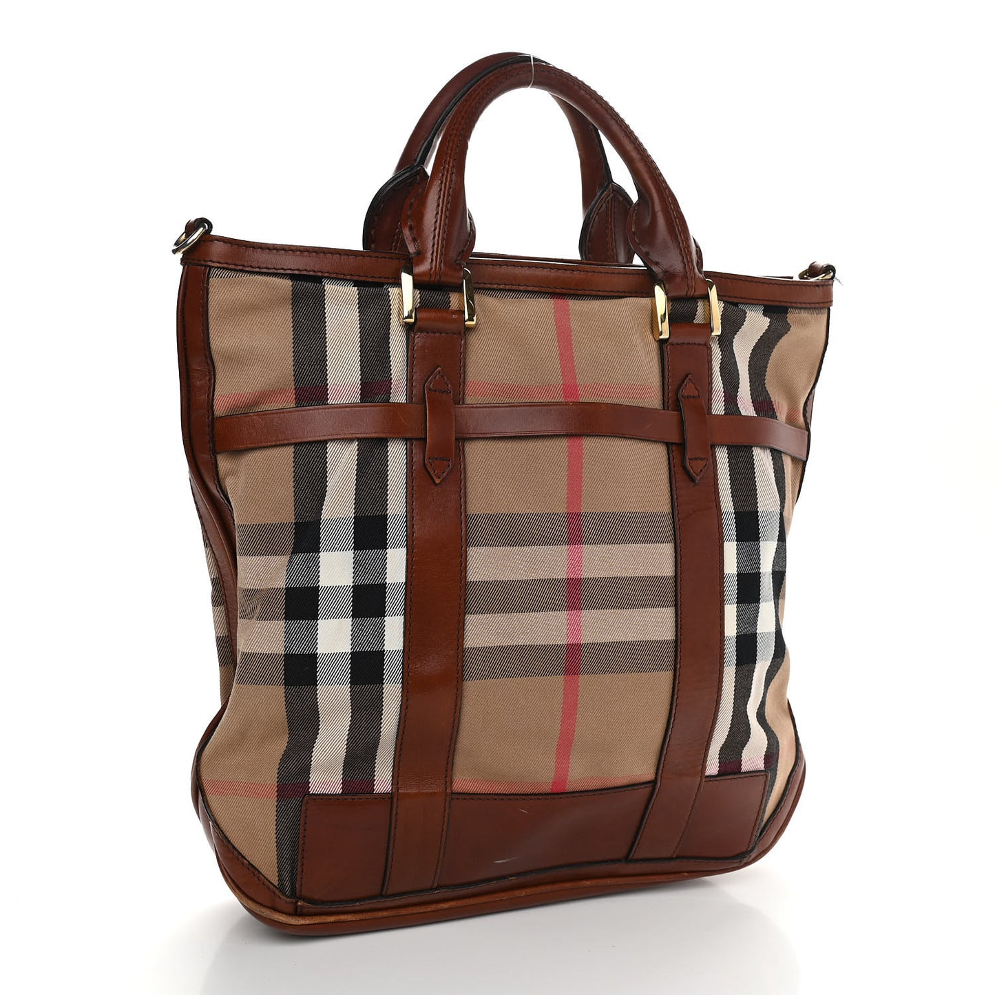 House Check Tote Dark Tan