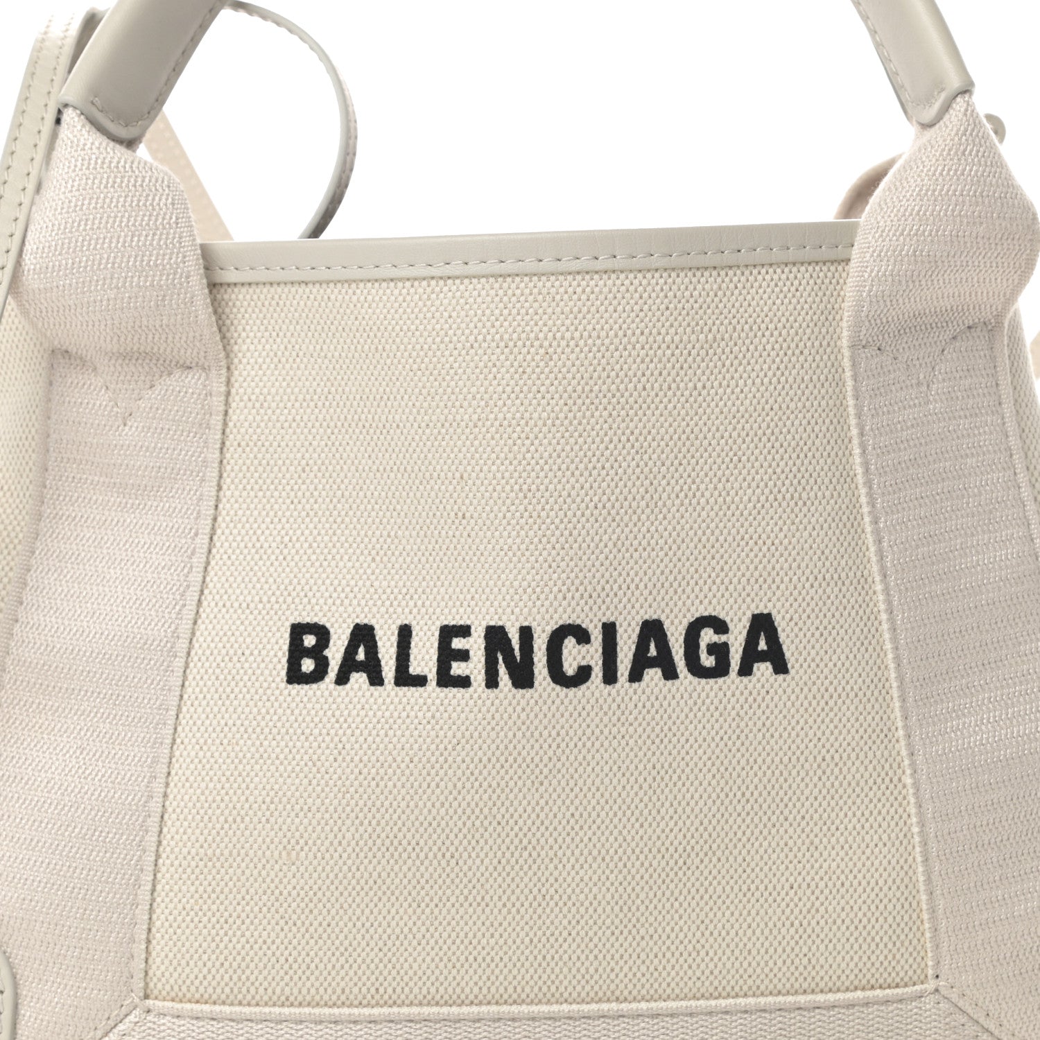 Balenciaga Cotton Canvas Calfskin Navy Cabas XS Natural 9 of 13