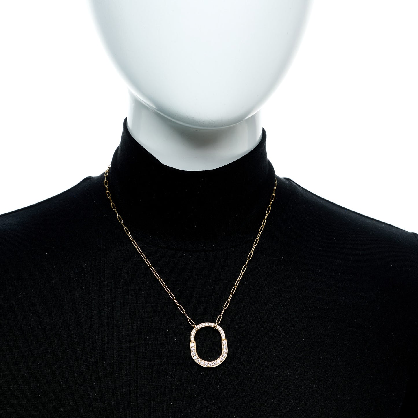 18K Yellow Gold Diamond Medium Lock Pave Pendant Necklace