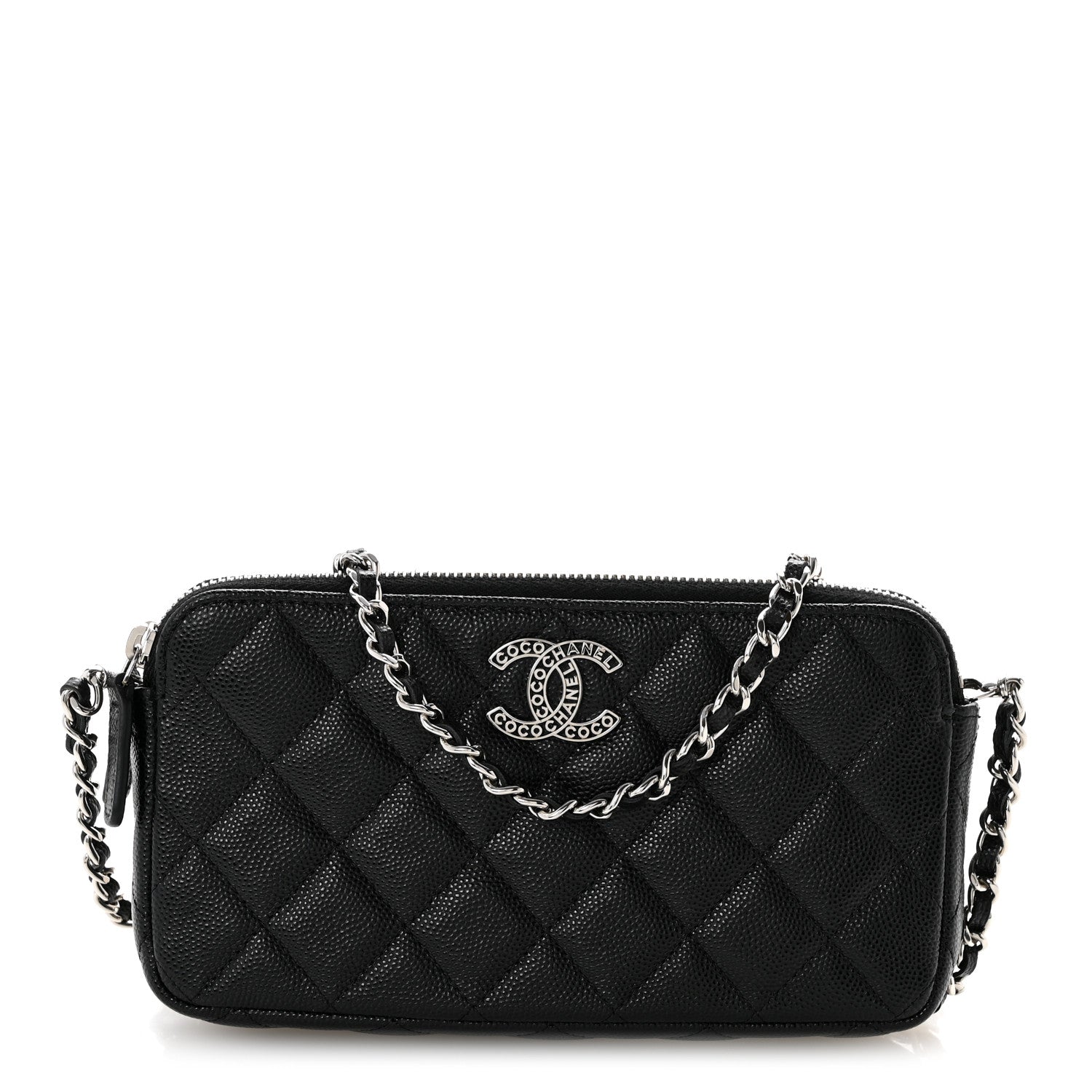 Chanel Caviar Quilted Logo Small Clutch With Chain Black 1 of 13