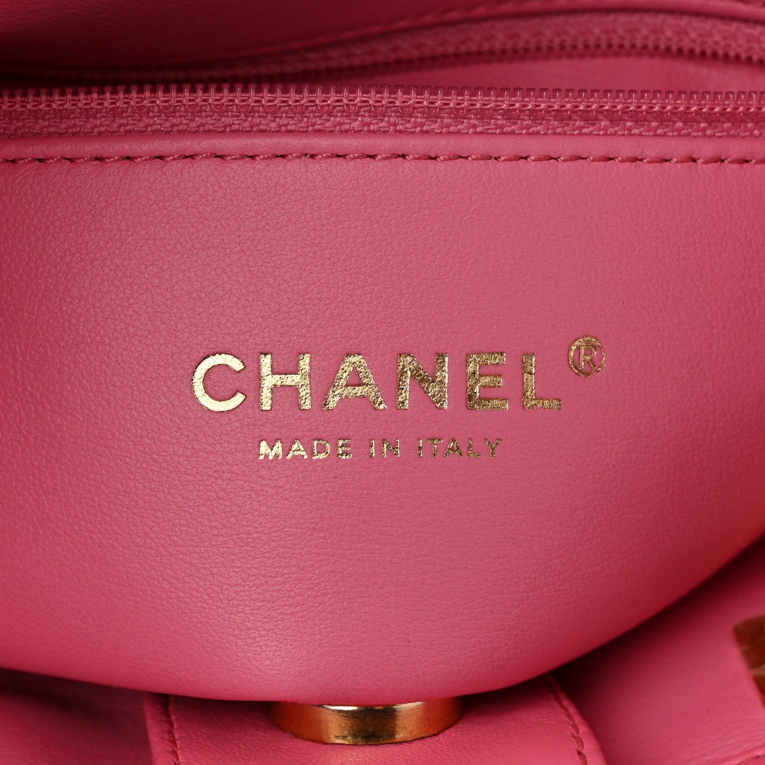 Chanel Lambskin Quilted Chaine Lettre Small Bucket Bag Pink 6 of 10