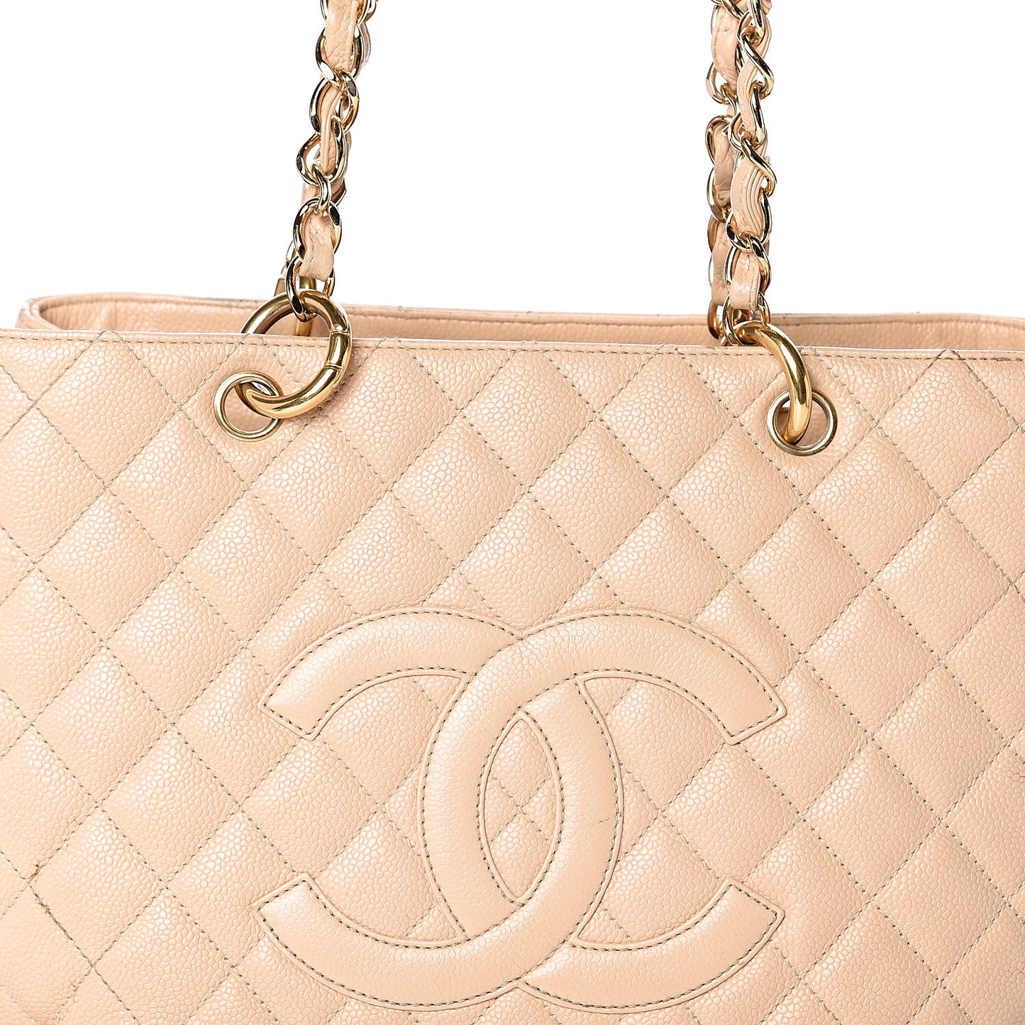 Caviar Quilted Grand Shopping Tote GST Beige