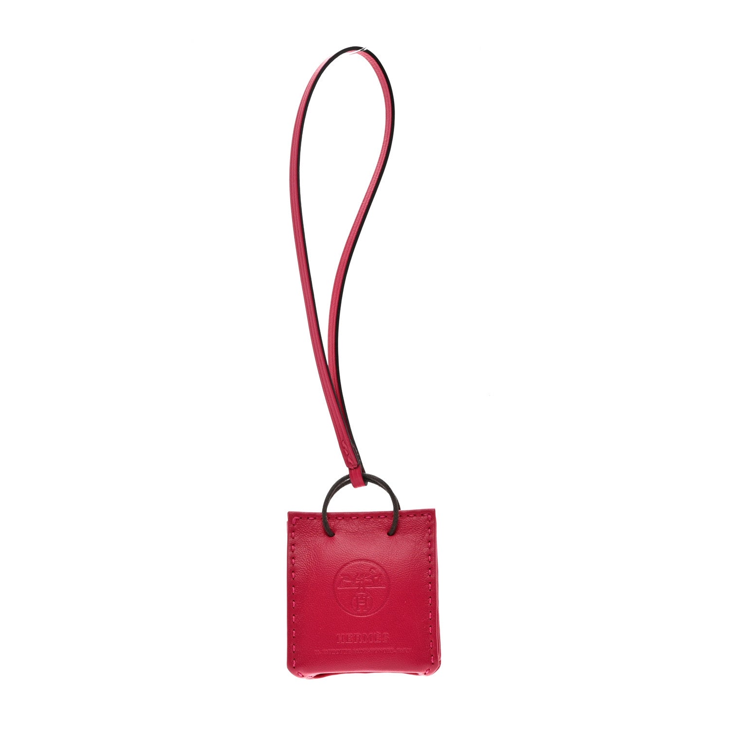 Hermes Milo Lambskin Swift Shopping Bag Charm Rose Mexico 1 of 3