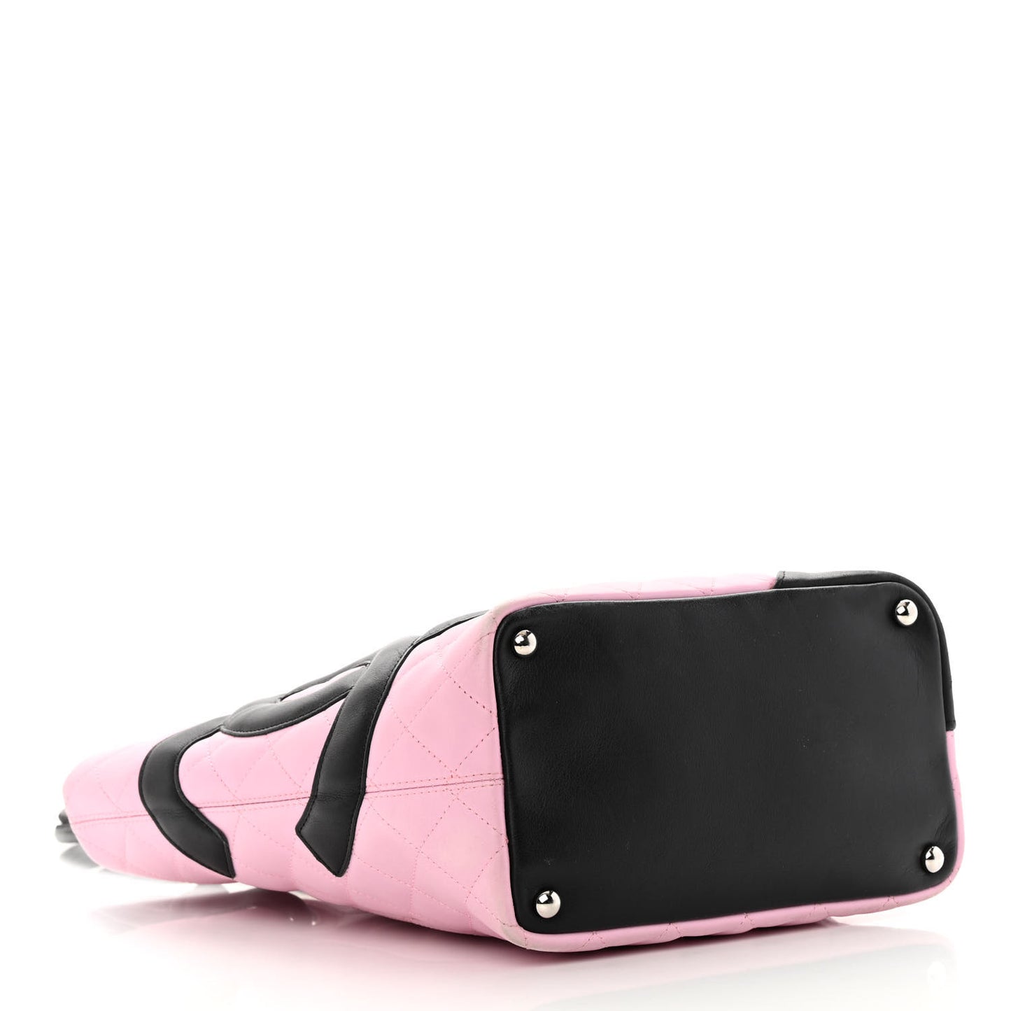 Calfskin Quilted Medium Cambon Tote Pink Black
