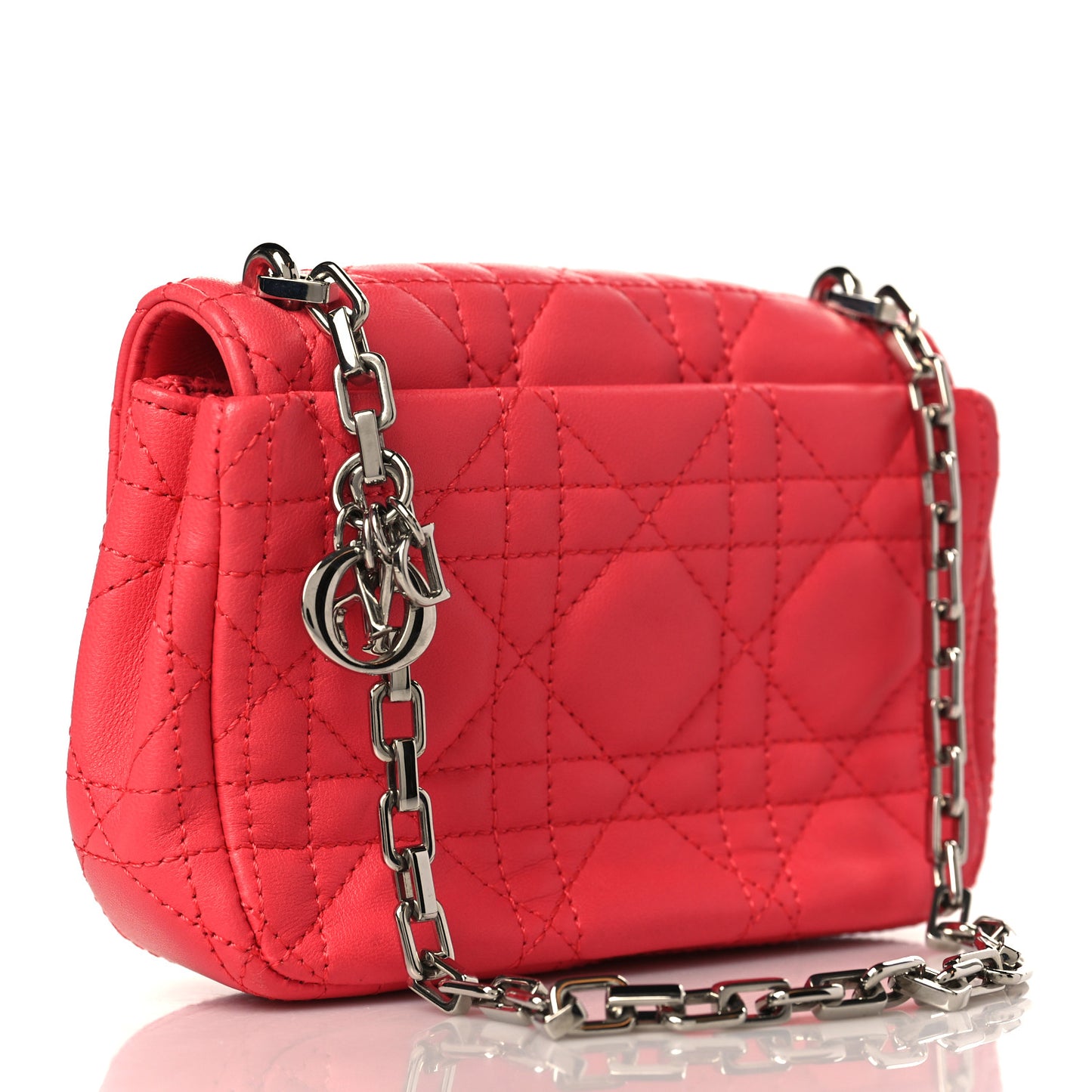 Lambskin Cannage Mini Miss Dior Promenade Pouch Corail