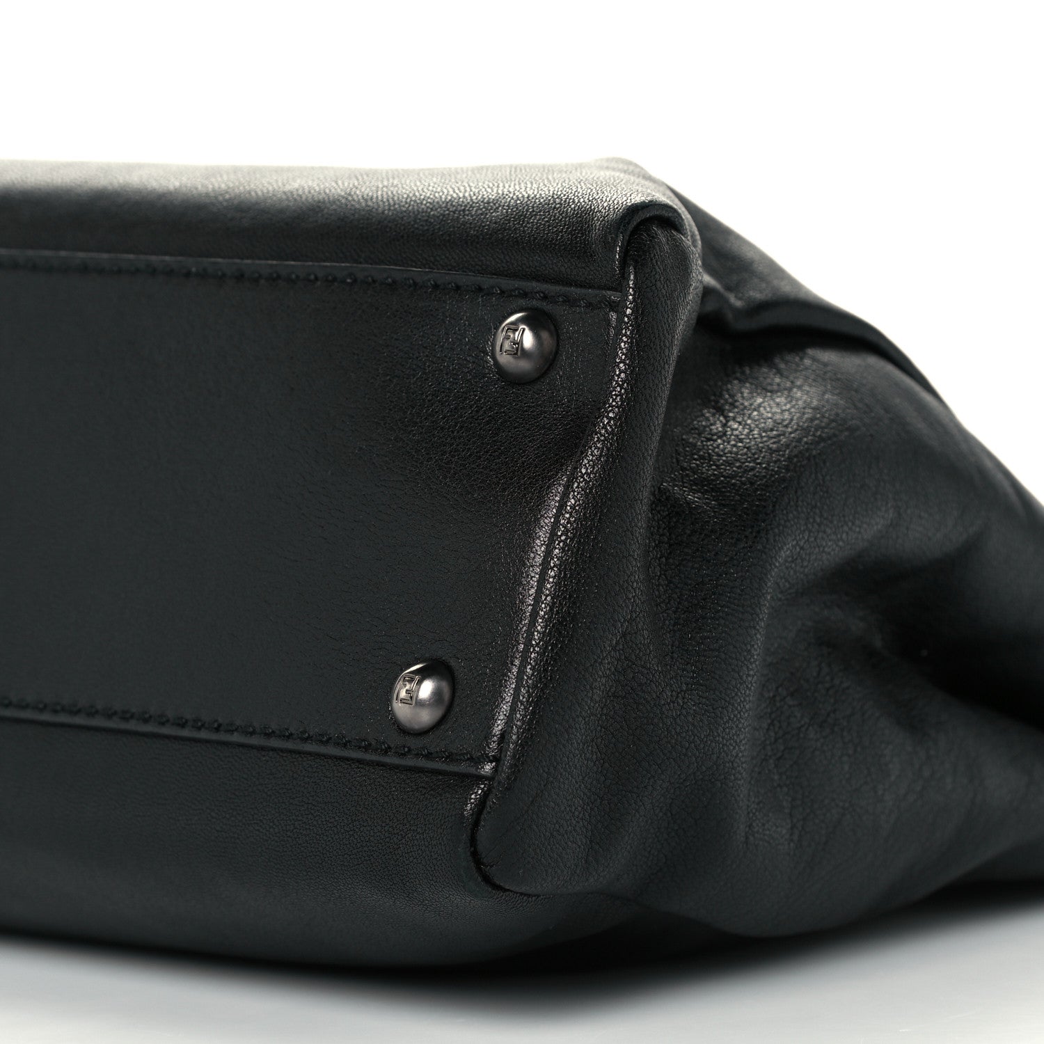Fendi Goatskin Zucca Medium Peekaboo Iconic Satchel Black Tobacco 11 of 12