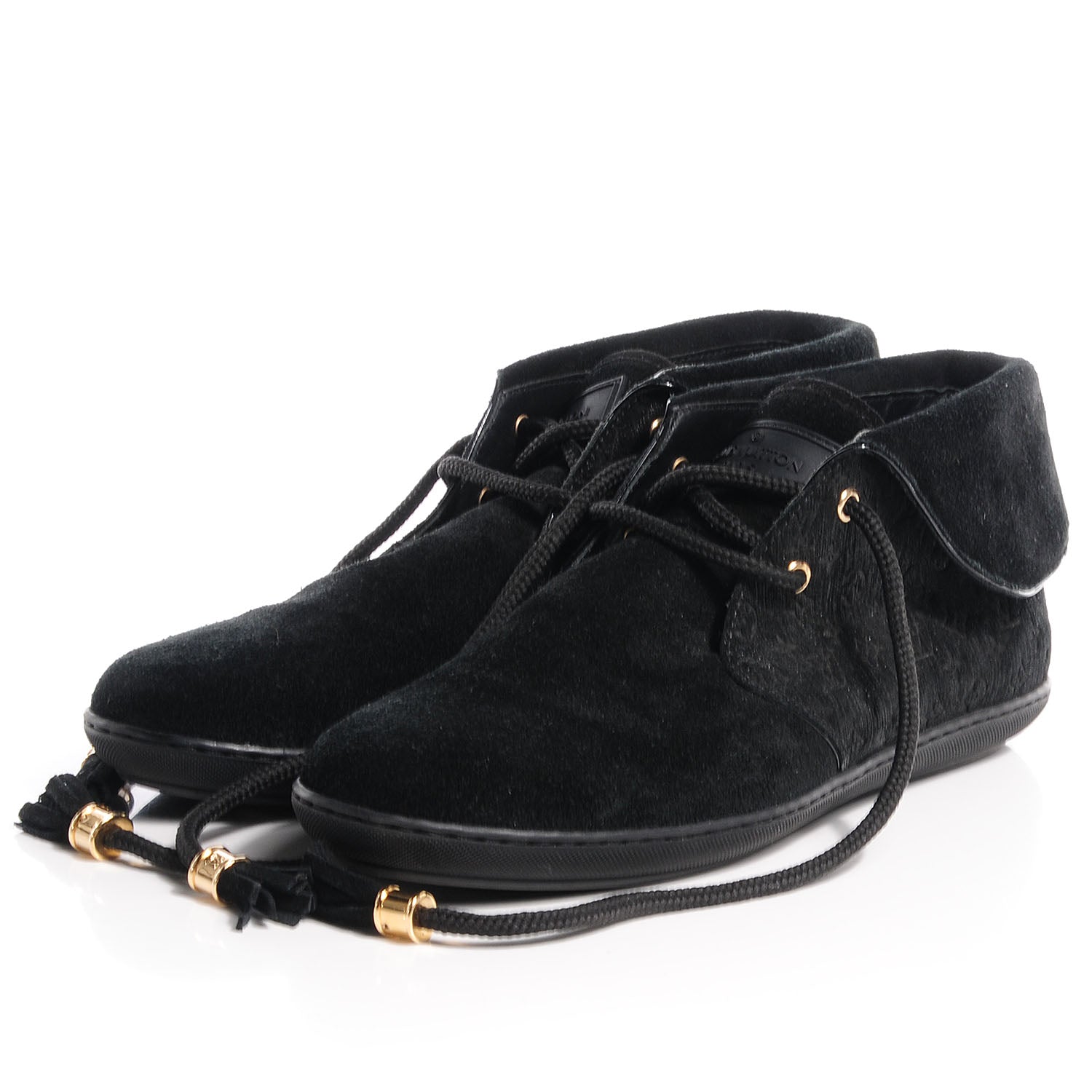 Louis Vuitton Suede Fold Over Sneakers 37 Black 3 of 8