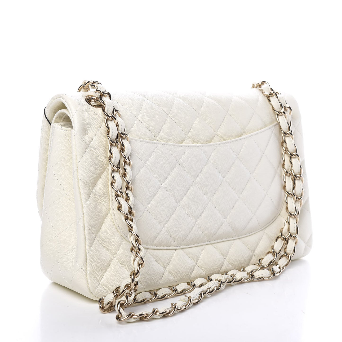 Caviar Quilted Jumbo Double Flap White