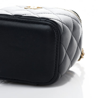 Chanel Lambskin Quilted Top Handle Mini Vanity Case With Chain Black 10 of 10