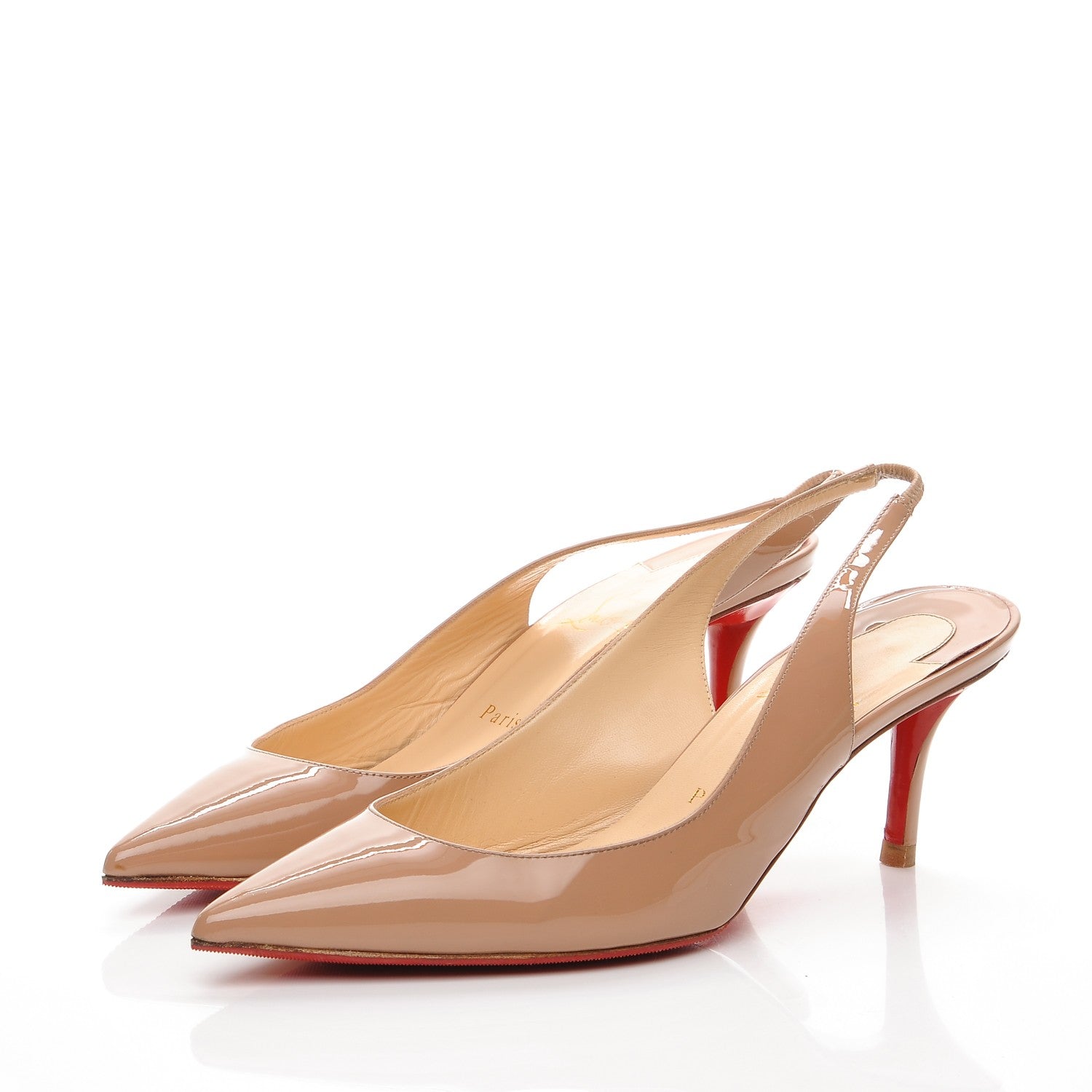 Christian Louboutin Patent Apostrophy 70 Slingback Pumps 39.5 Nude 3 of 10