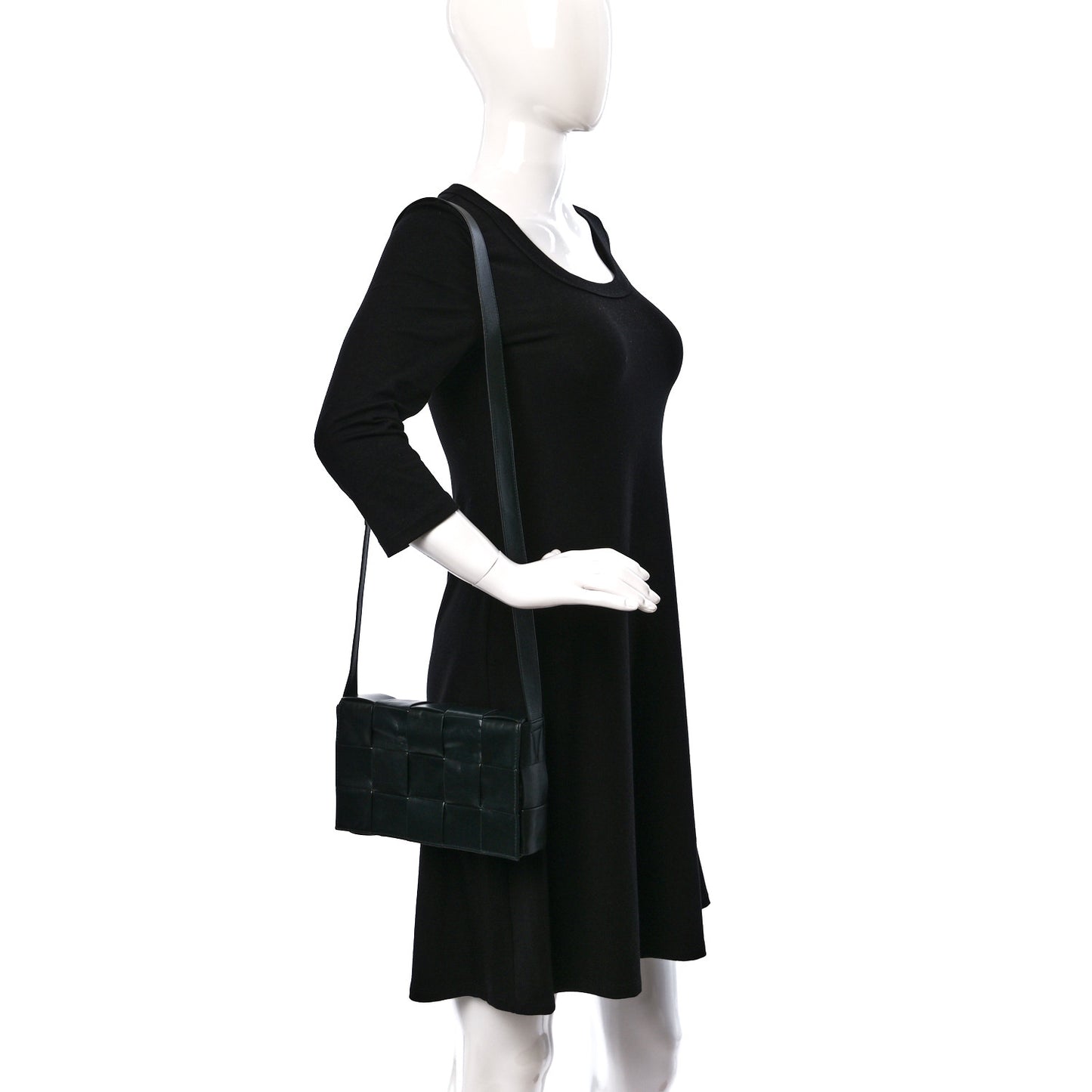 Paper Calfskin Maxi Intreccio Cassette Crossbody Bag Black