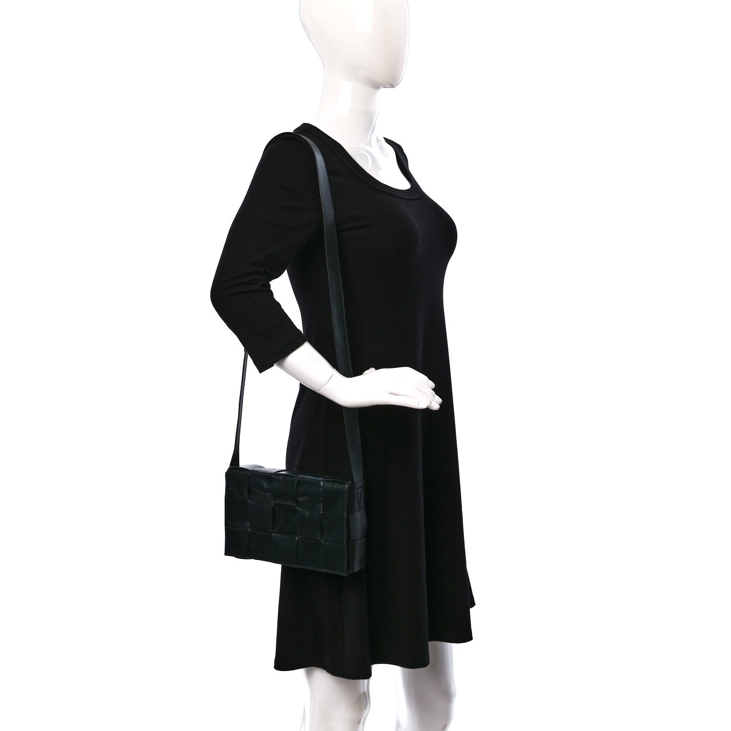 Bottega Veneta Paper Calfskin Maxi Intreccio Cassette Crossbody Bag Black 3 of 10