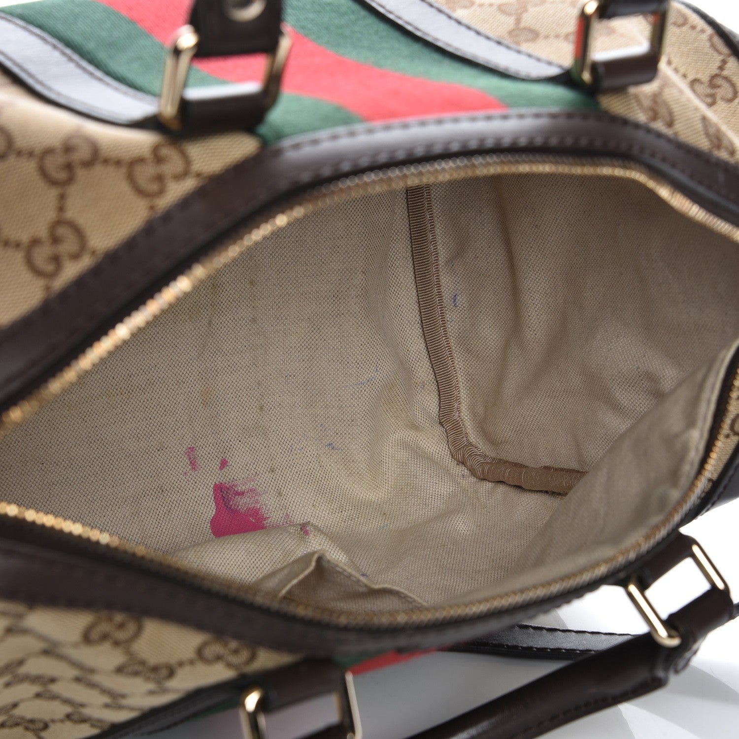 Gucci Monogram Vintage Web Medium Boston Dark Brown 6 of 15